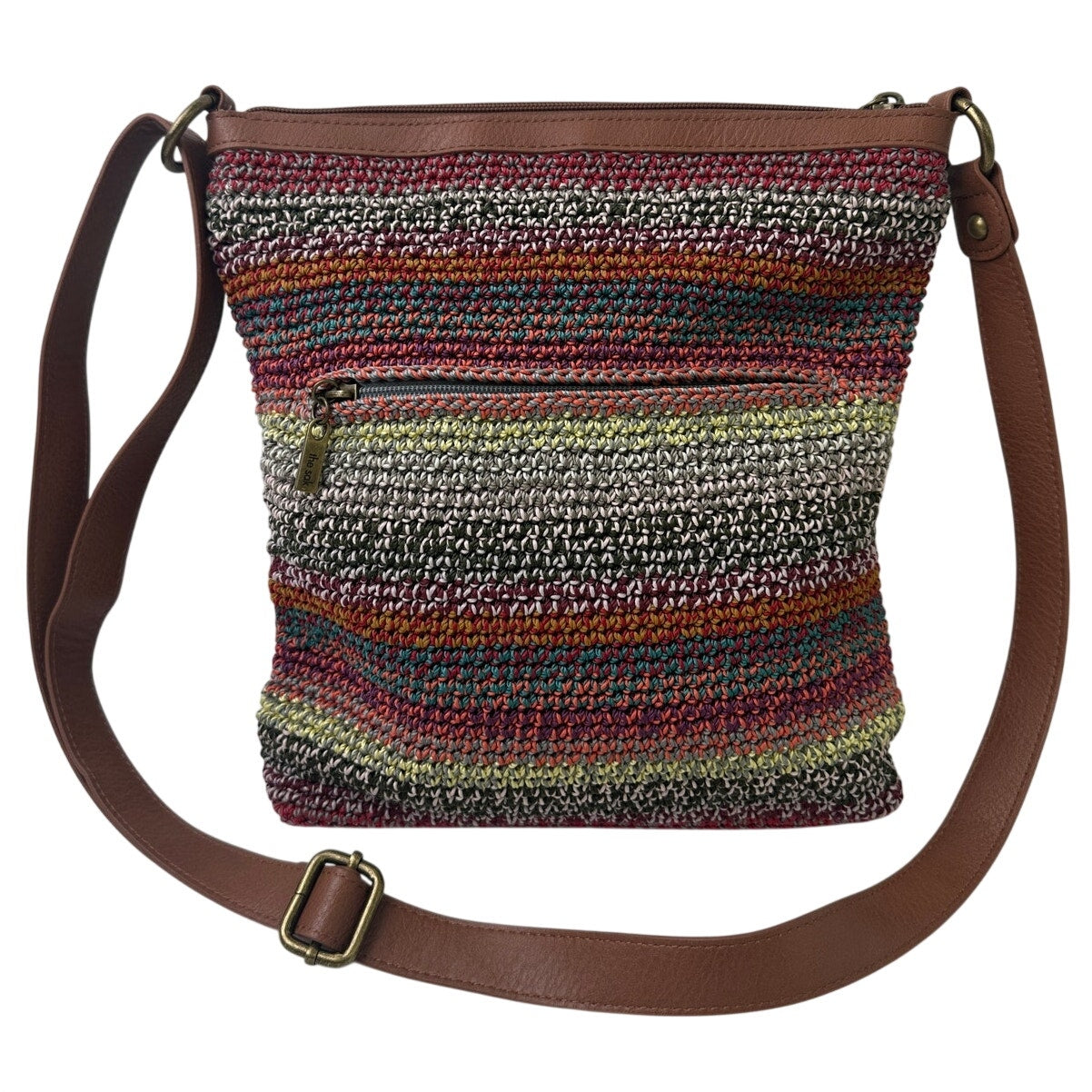 The Sak Lucia Multicolor Woven Striped Crochet Crossbody Bag