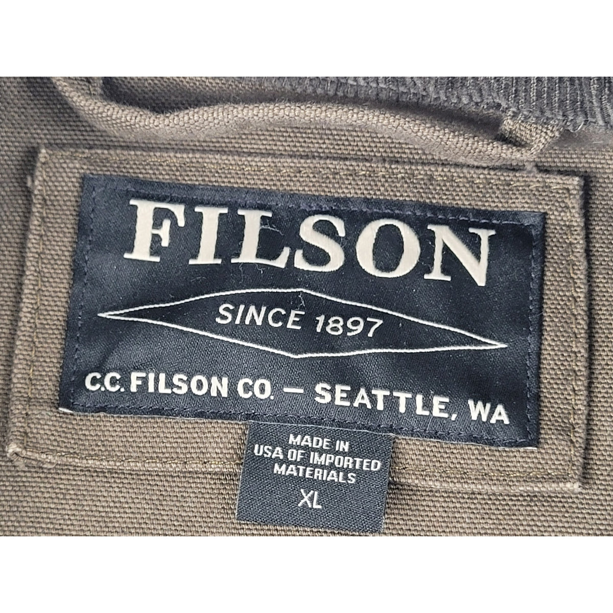 Filson Stonewashed Canvas Cruiser Green Jacket | Made in USA | Men's Sz XL