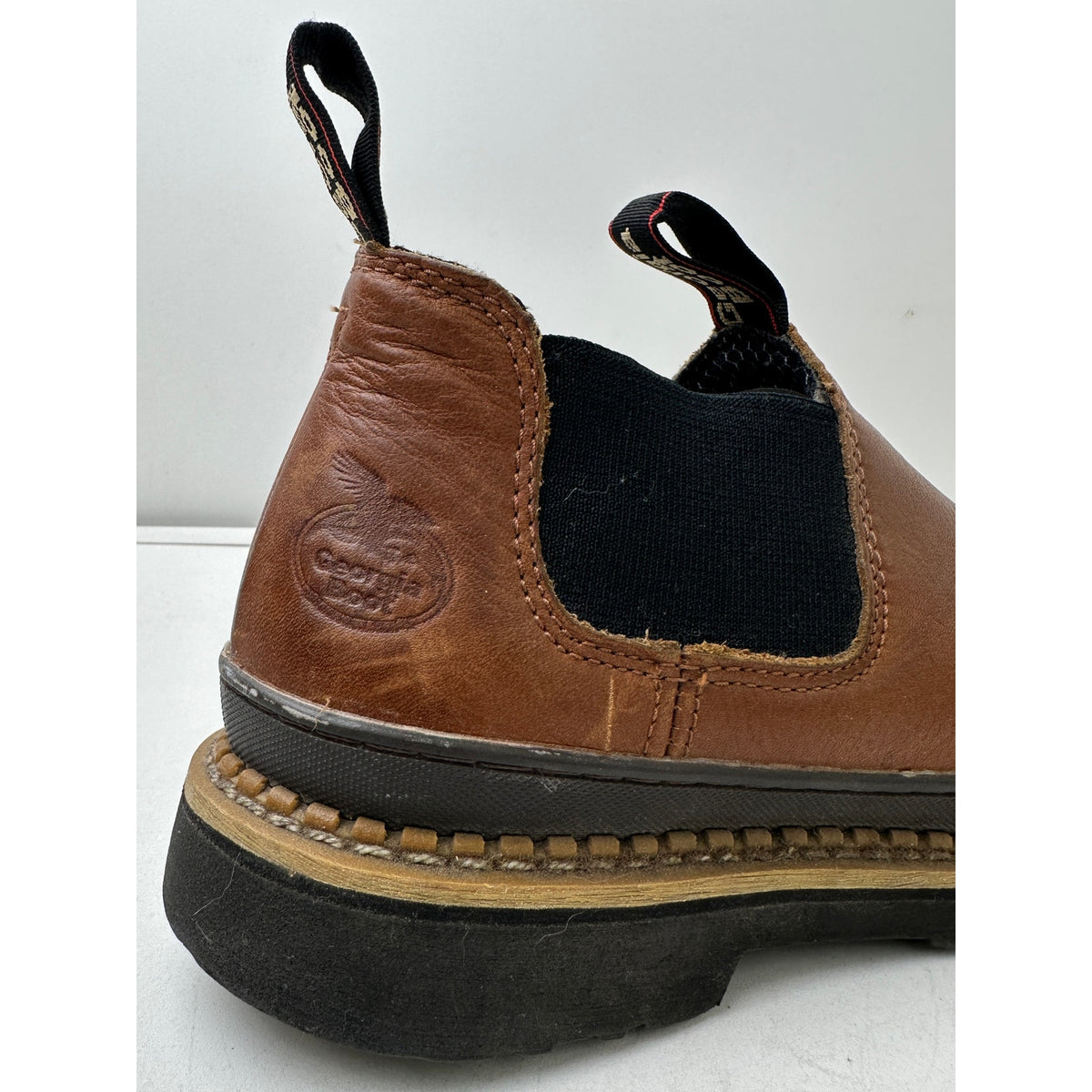 Georgia Boot Georgia Giant Romeo Brown Leather Slip-On Work Shoes Men's Sz 8
