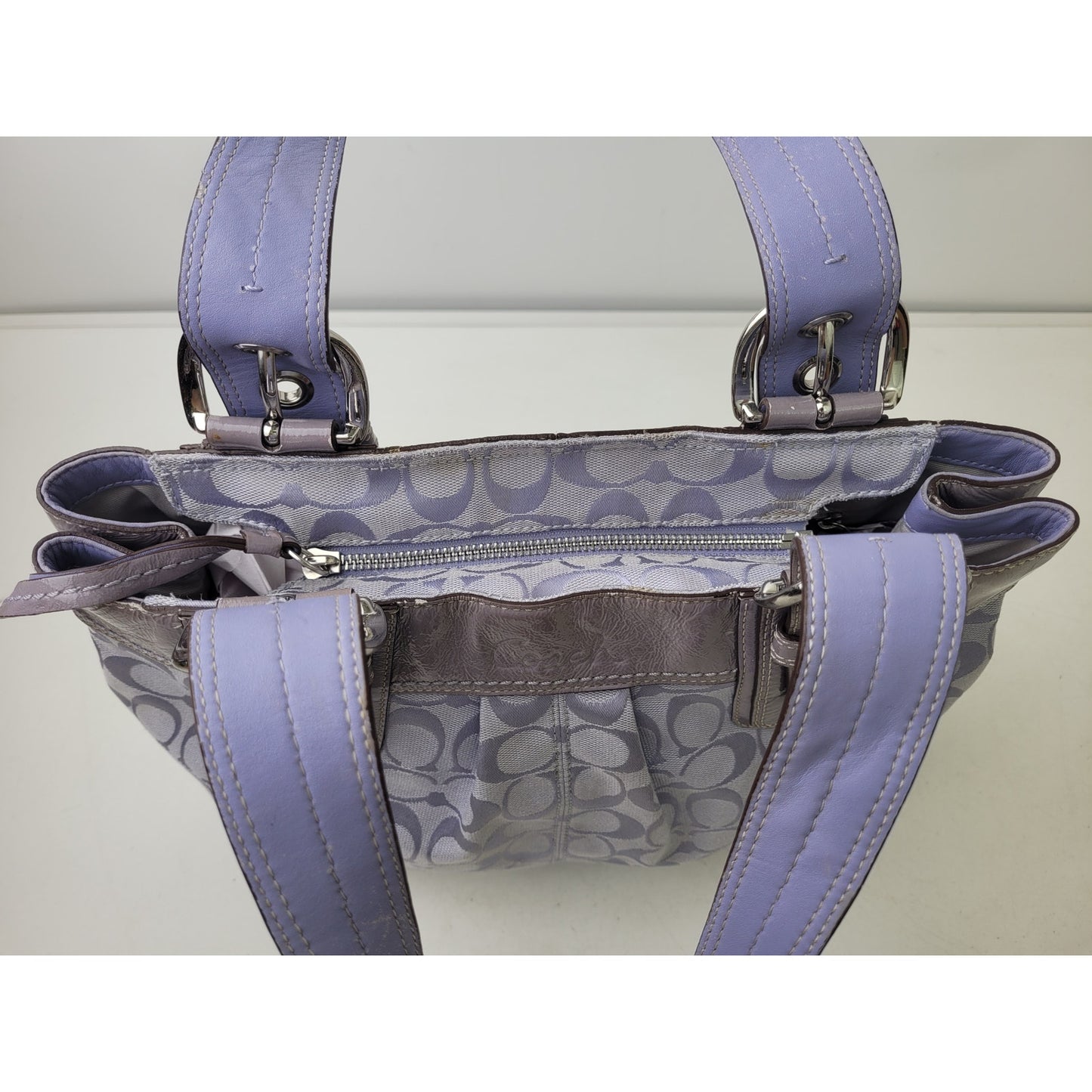 Y2K Lavender Coach Soho Pleated Signature C Canvas Shoulder Bag