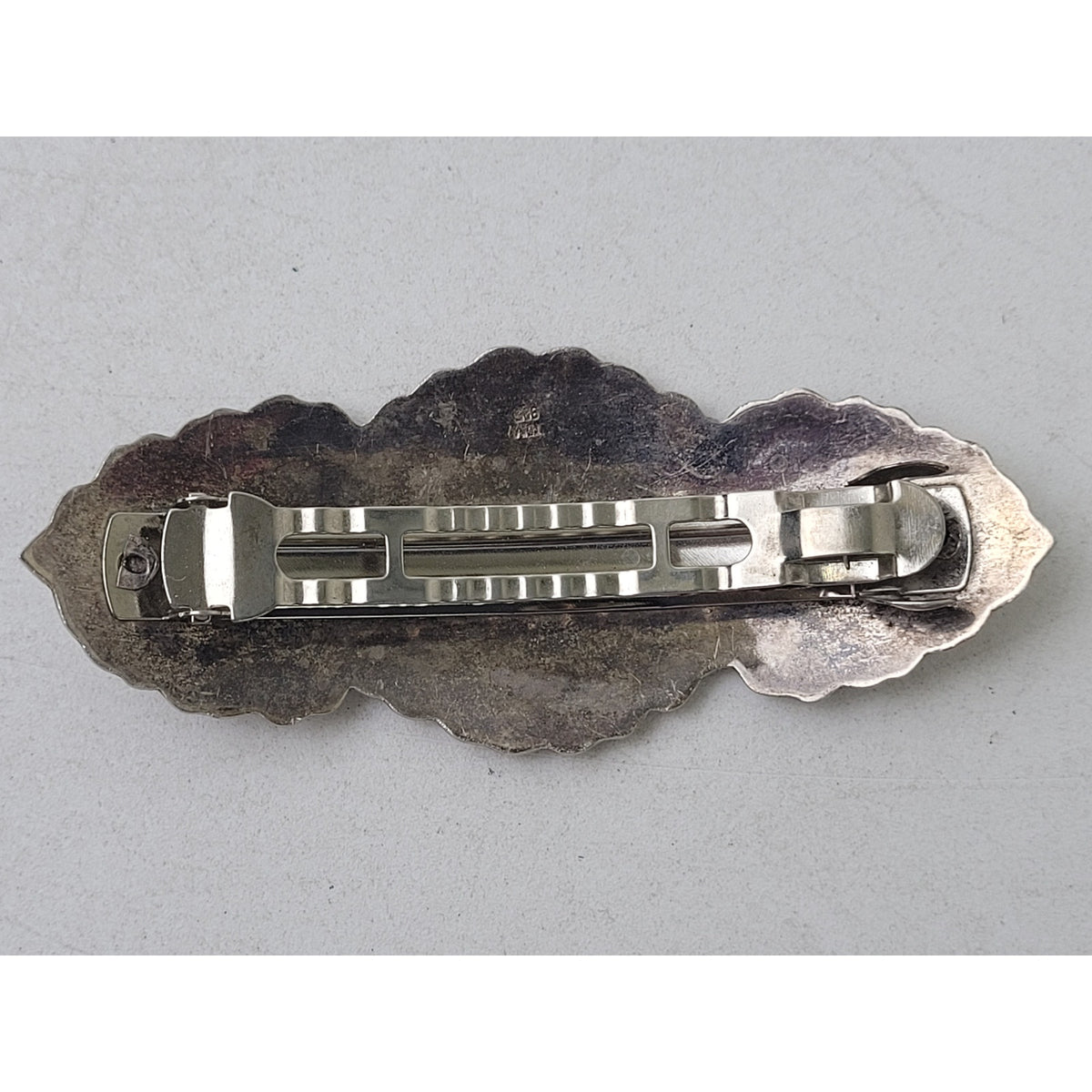 Vintage Indonesian Sterling Silver Barrette Floral Motif | 3.75" Wide