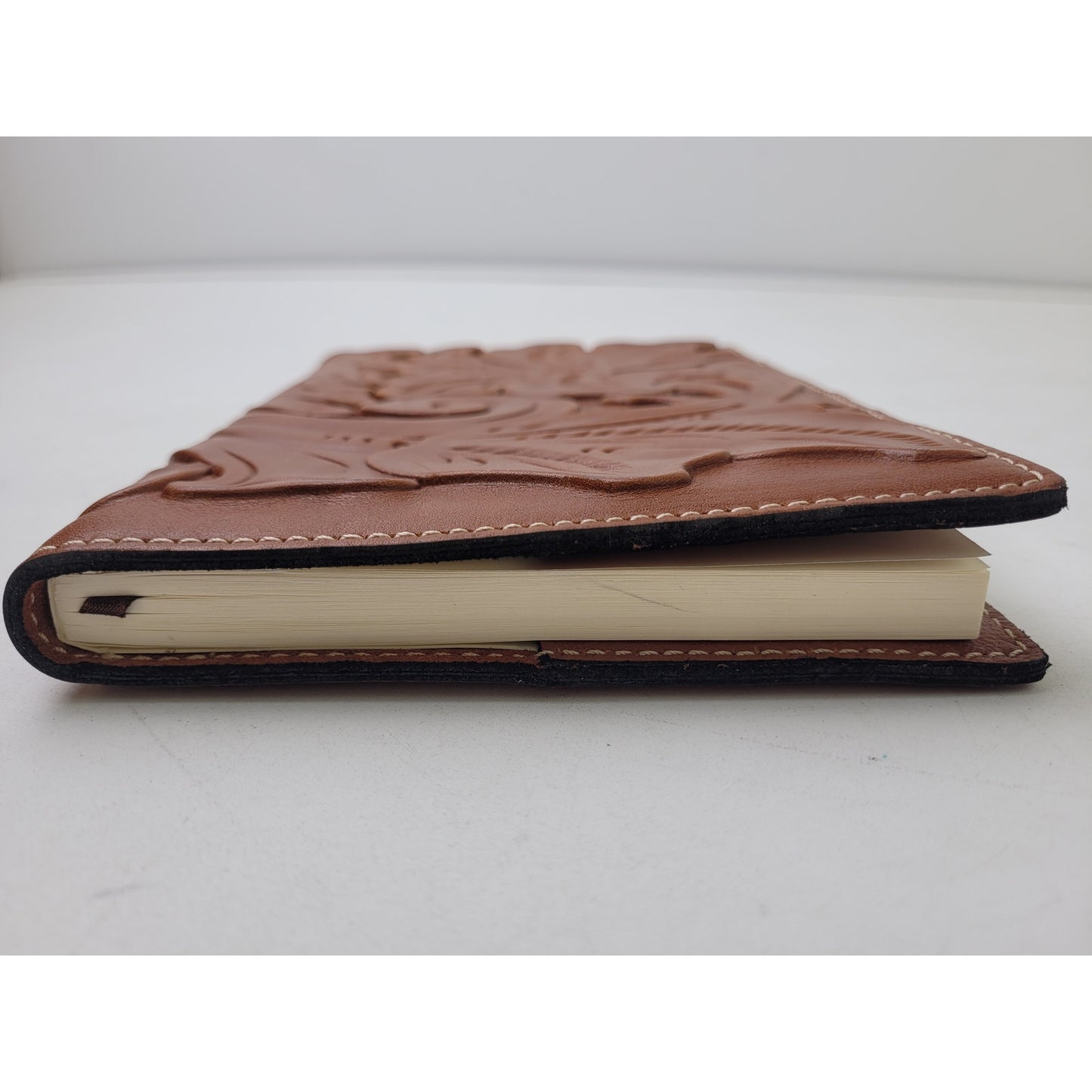 Patricia Nash Tooled Brown Leather Lined Notebook 8 1/2" x 6"