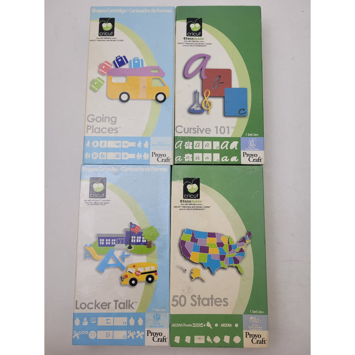 Cricut Cartridges in Storage Boxes Lot of 12