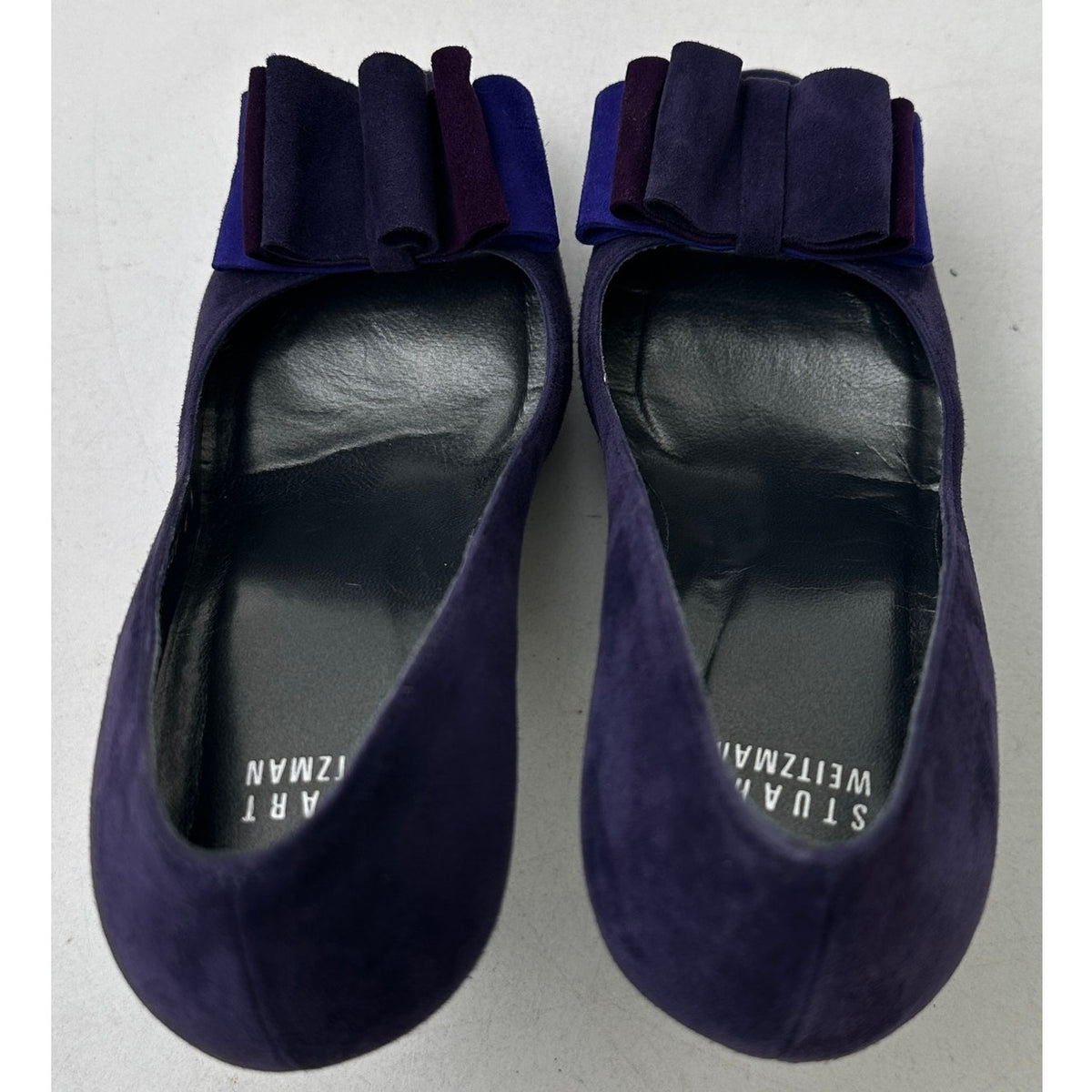 Stuart Weitzman "Back Page" Purple Suede Peep Toe Platform Pumps Women's Sz 8