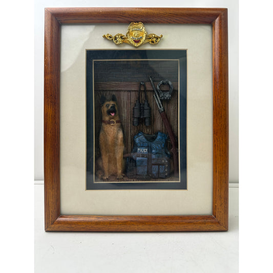 Vintage Vanmark "Blue Hats of Bravery" Police K9 Shadow Box Picture Frame