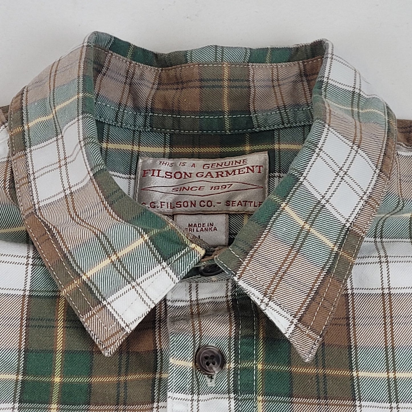Short Sleeve Alaskan Guide Shirt | Green & Brown Plaid | Men's Sz L