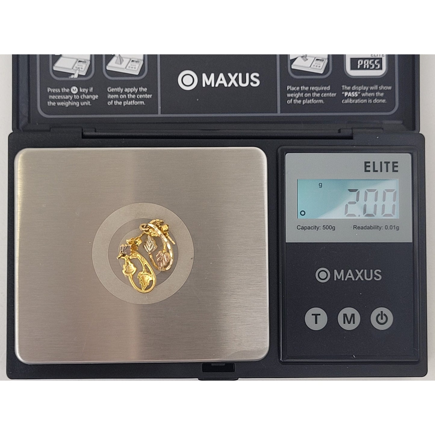 VTG 10K Rose & Yellow Gold Drop Earrings Leaf Motif 2g