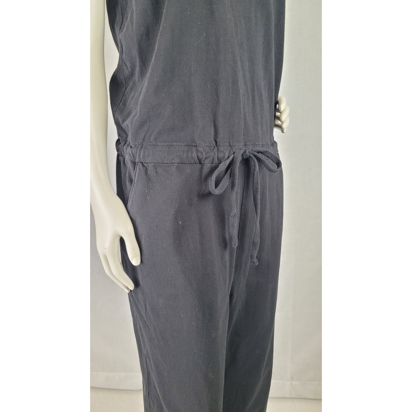 Frank & Eileen Black Cotton Jersey Sleeveless Tank Jumpsuit Women's Sz M
