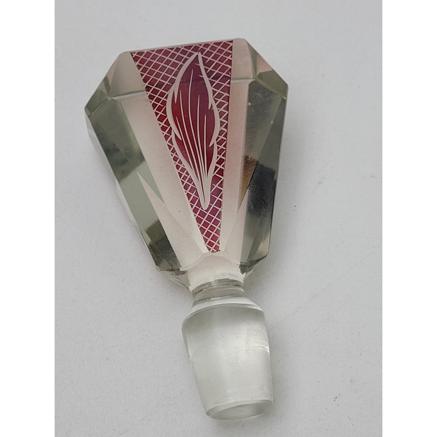 1920s-30s Art Deco Cubist Enamel Liquor Decanter & 6 Glasses Set by Karl Palda