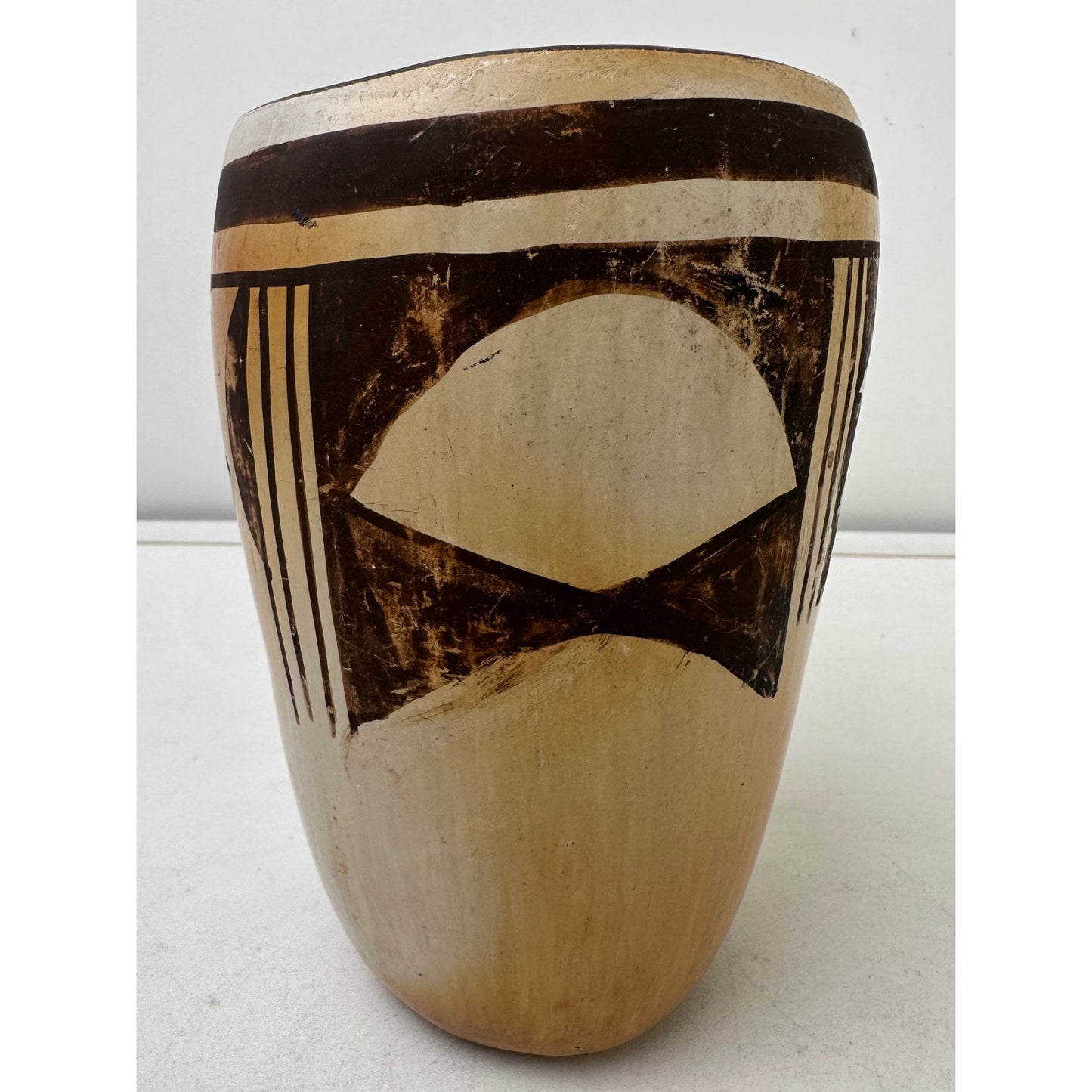 Vintage Hopi Pueblo Polychrome Cylindrical Pottery Vase