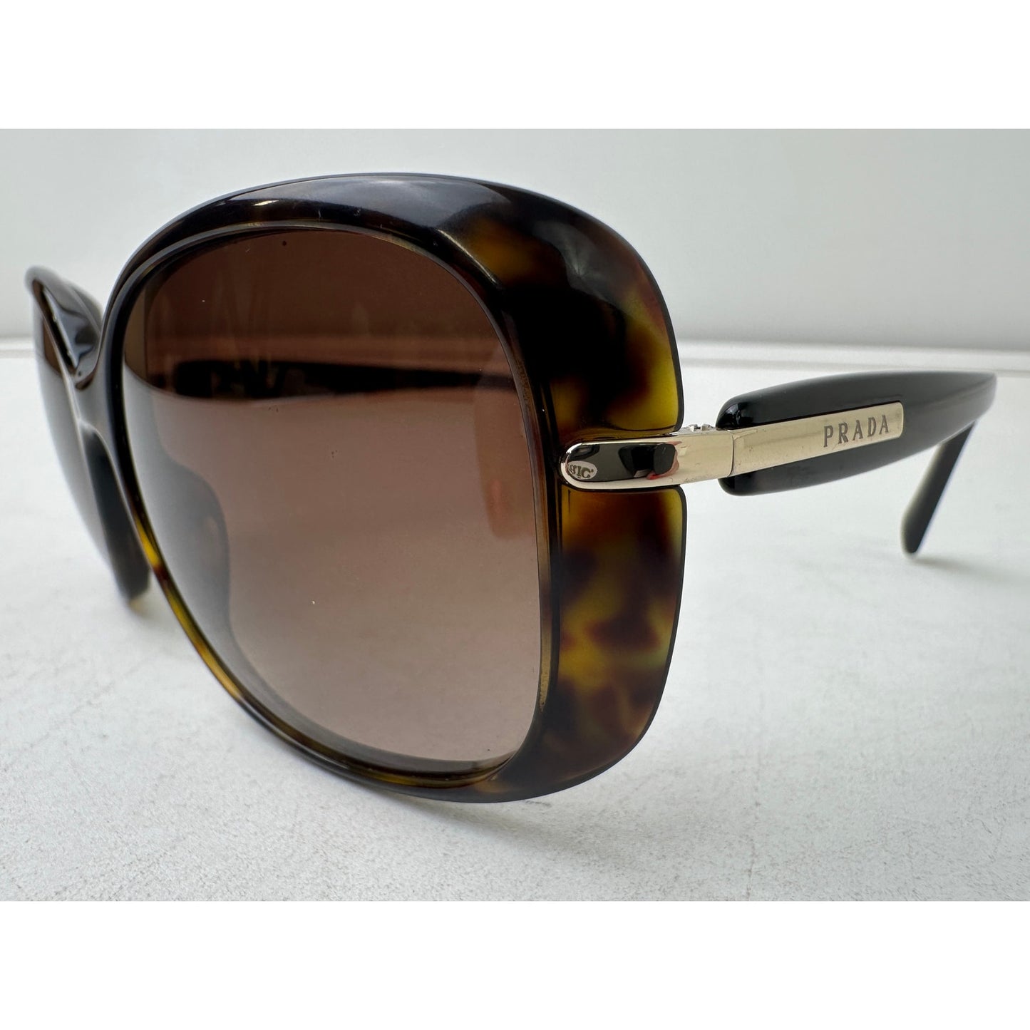 Prada PR 08OS Tortoise Shell Sunglasses W/ Black Case & Cloth