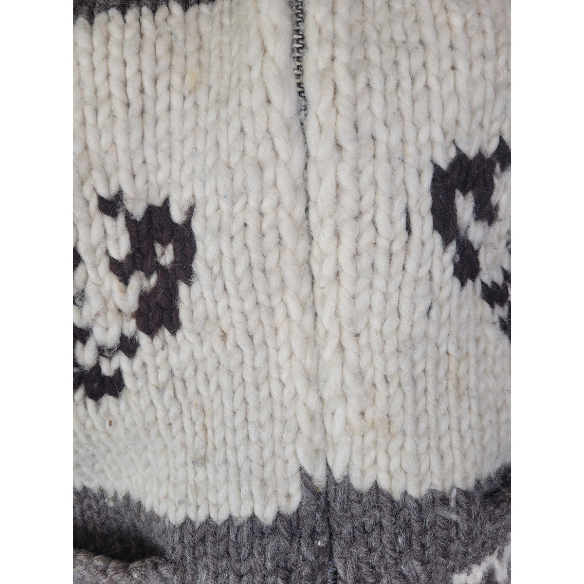 Vintage Heavy-Knit Wool Cowichan Style Zip-Up Sweater w Matching Toque Sz XS