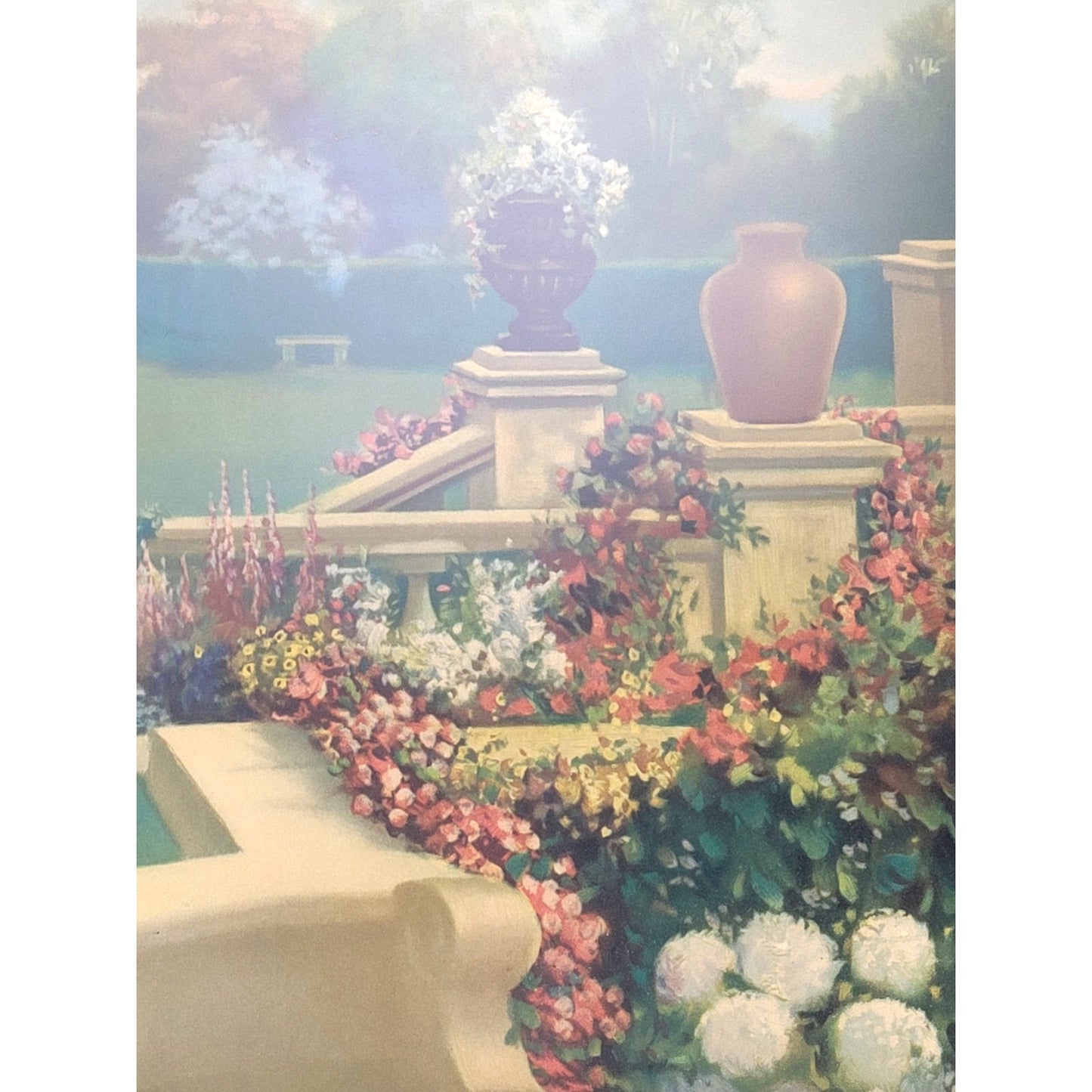 Vintage 1920s "Venetian Garden" Print by R. Atkinson Fox in Art Deco Frame