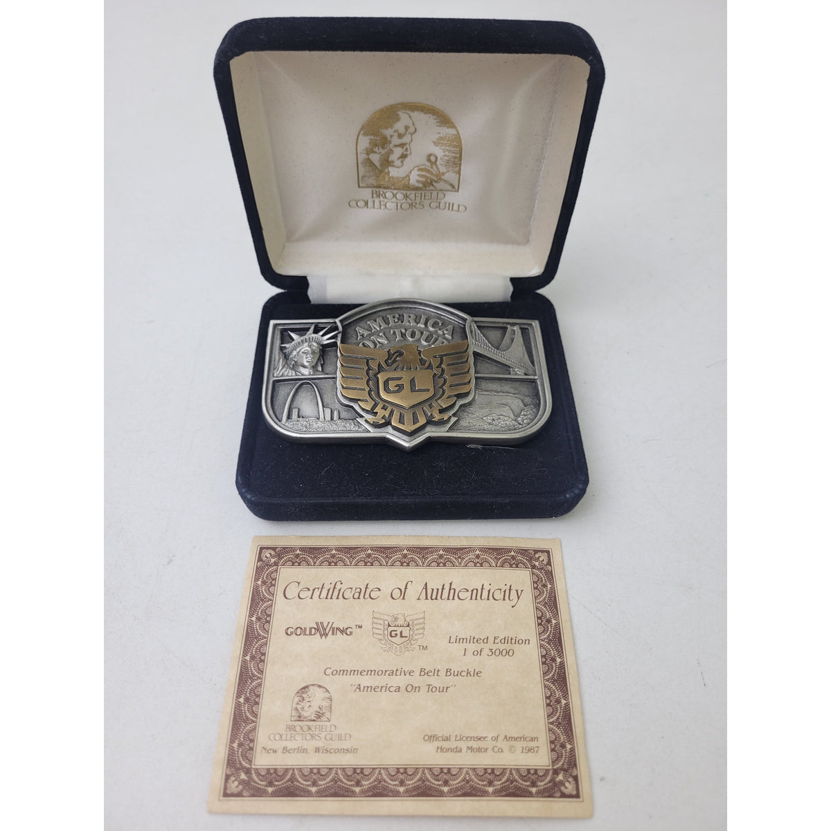 Vintage 1980s Honda Gold Wing "America On Tour" LTD Edition Belt Buckle in Box