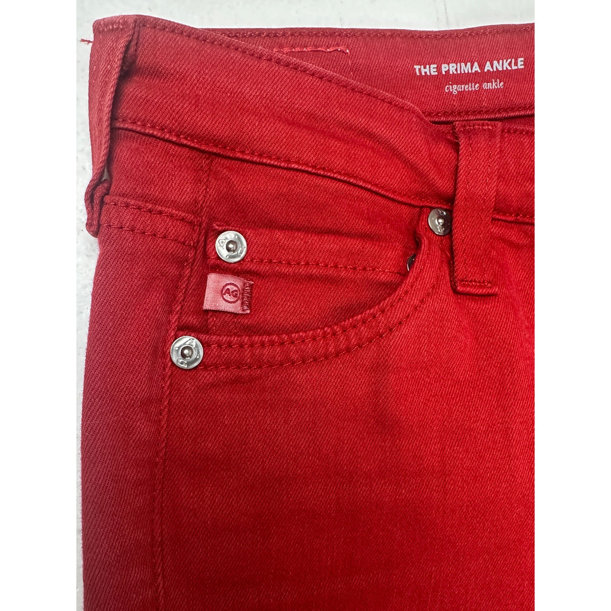 AG Adriano Goldschmied The Prima Ankle Red Cigarette Jean Women's Sz 25 | NWT