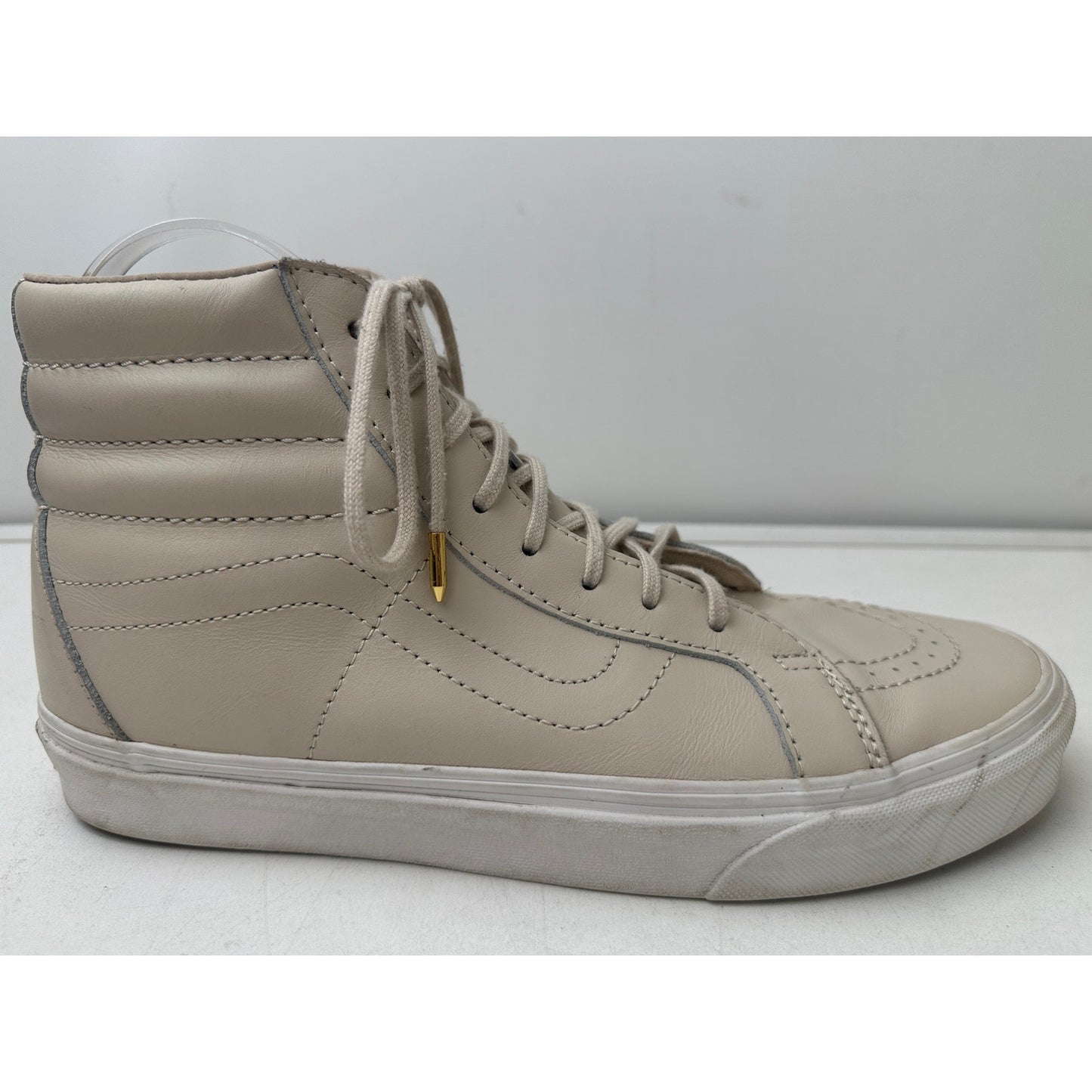 Vans Sk8-Hi Reissue DX Leather Beige Cream Skate Shoes Women's Sz 10