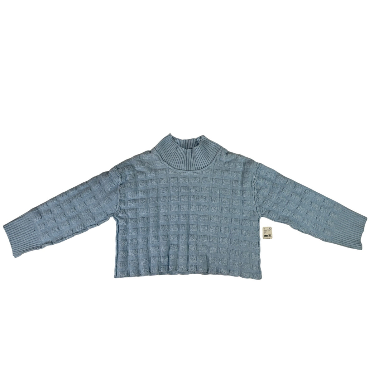 Free People Care FP Soul Searcher Light Blue Mock Neck Sweater Women's Sz XL NWT
