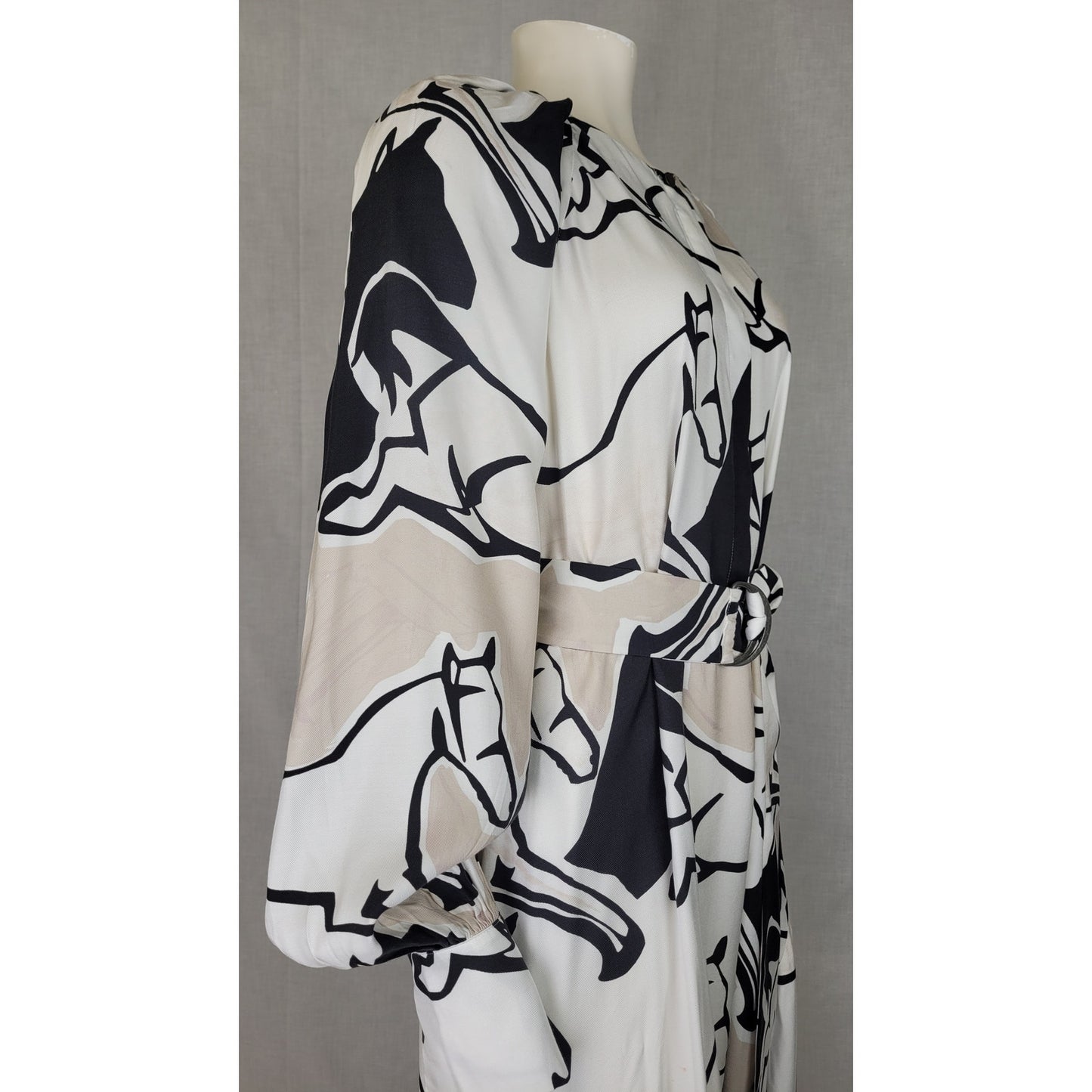 Ted Baker Sydnei Horse Print Long Sleeve Shirtdress Size 3 (M) EUC