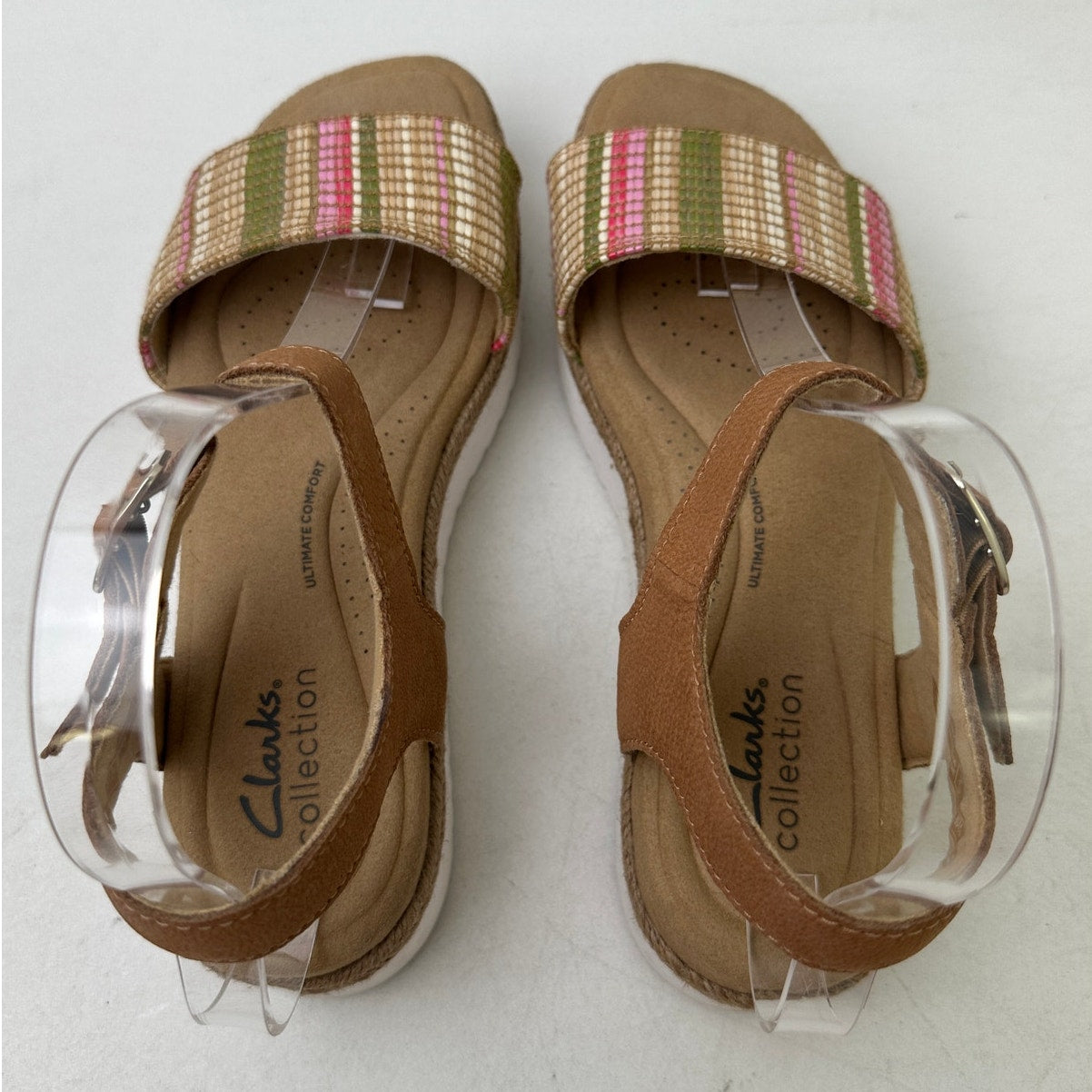 Clarks Lana Shore Light Tan Ankle-Strap Platform Sandals Women's Sz 7