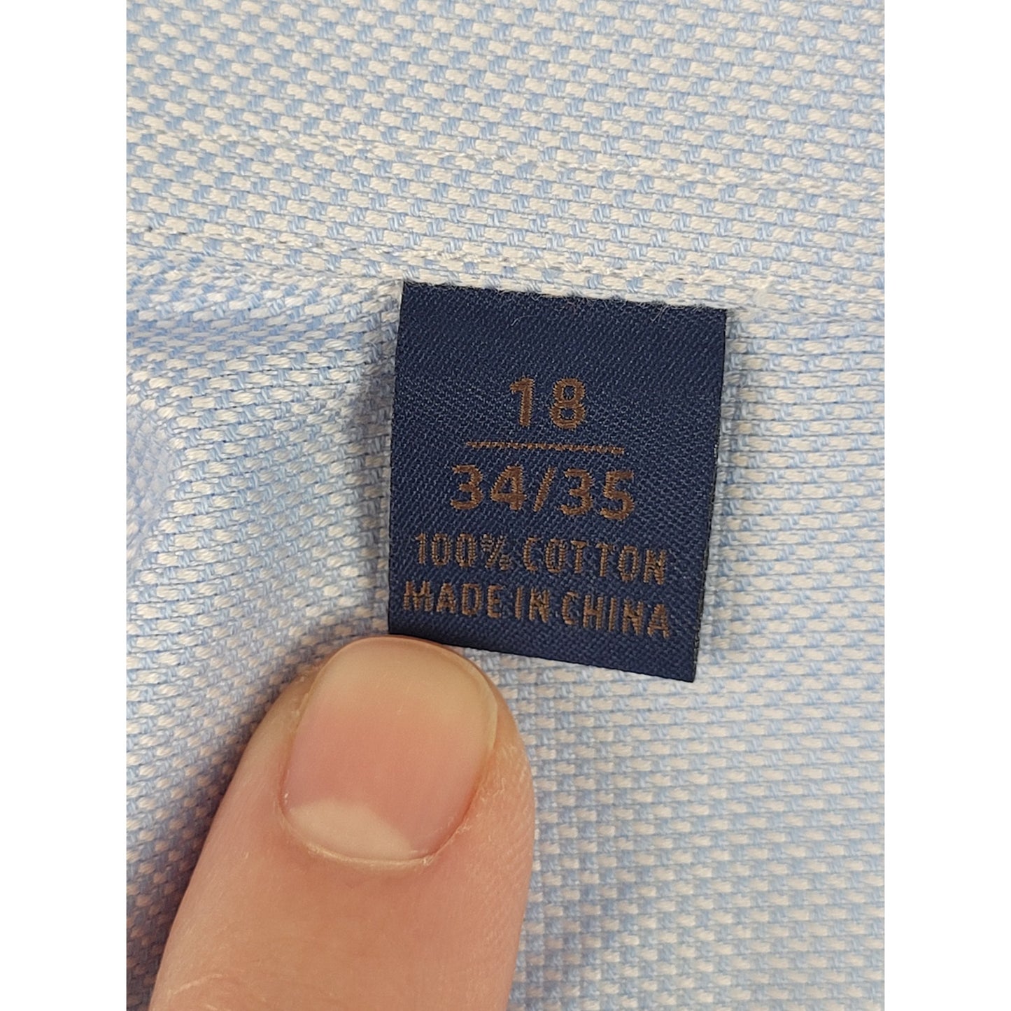 NWT David Donahue Trim Fit Blue Dress Shirt Sz 18 34/35