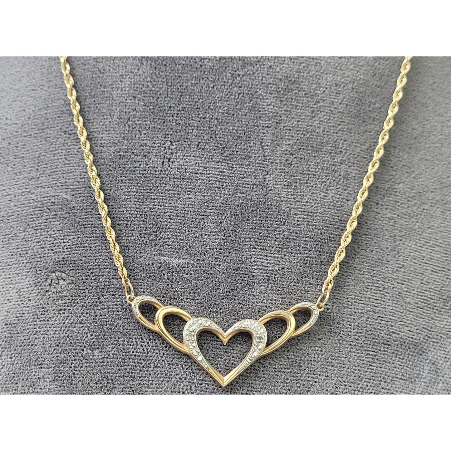 10K Yellow Gold Rope Chain & Attached Heart Pendant | 18" Long | 2.59 Grams