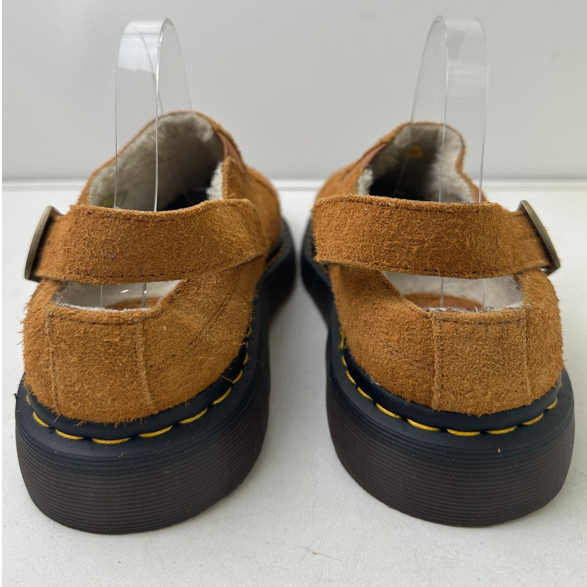 Dr. Martens Isham Faux Shearling Lined Pecan Suede Slingback Mules Men's Sz 12