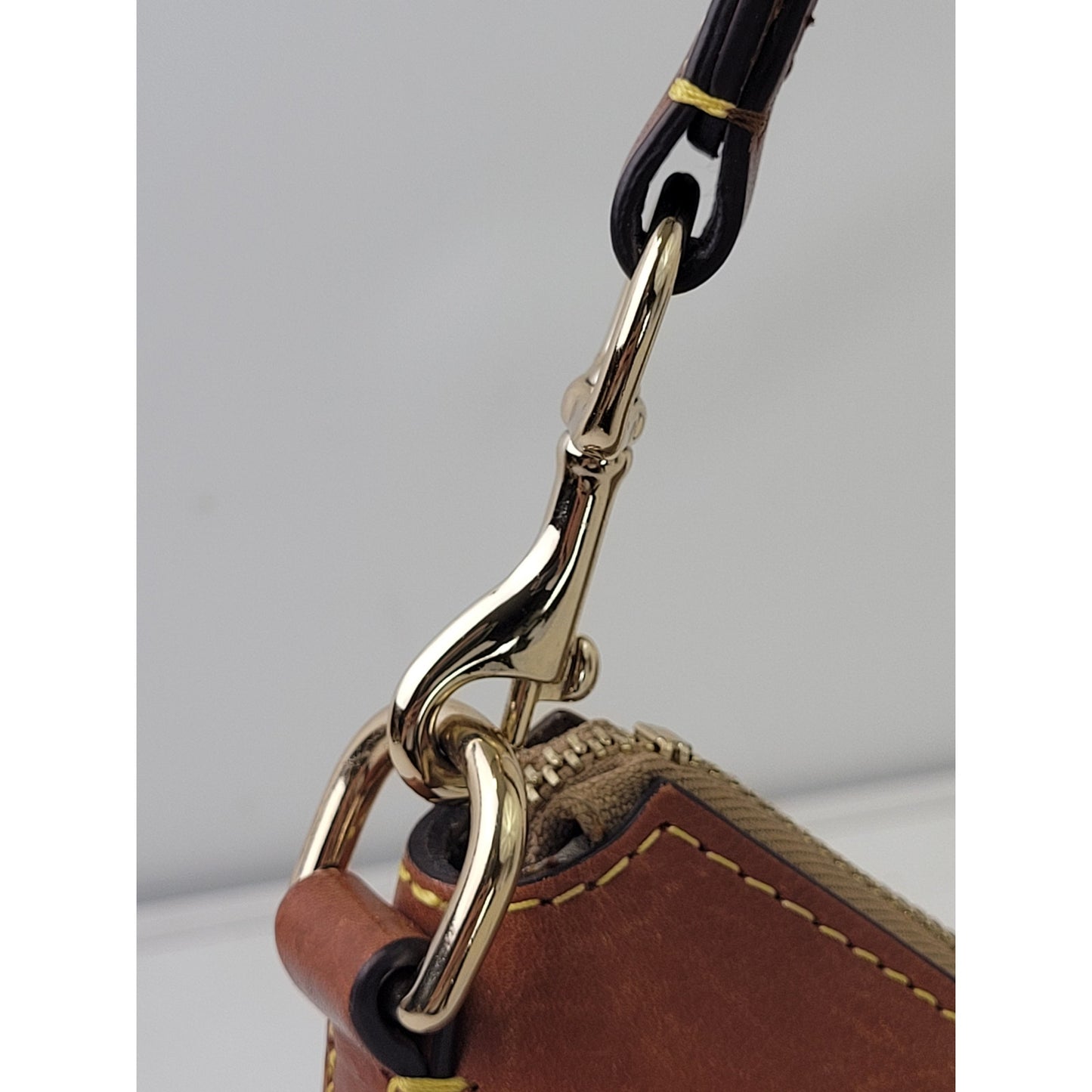 Dooney & Bourke Pebble Grain Small Hobo Shoulder Bag Taupe Body & Brown Trim