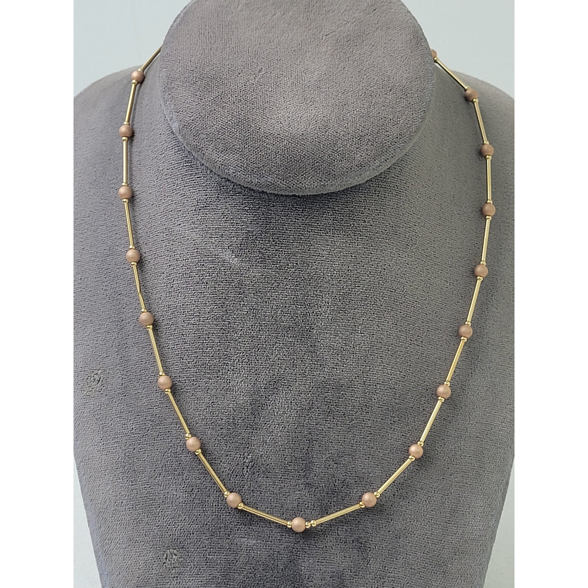 VTG 14K Yellow Gold Michael Anthony Jewelers Bar-and-Bead Chain Necklace in Box