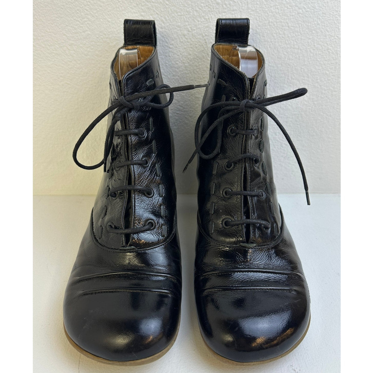 John Fluevog Operetta Bartoli Black Leather Lace Up Ankle Boots Women's Sz 9