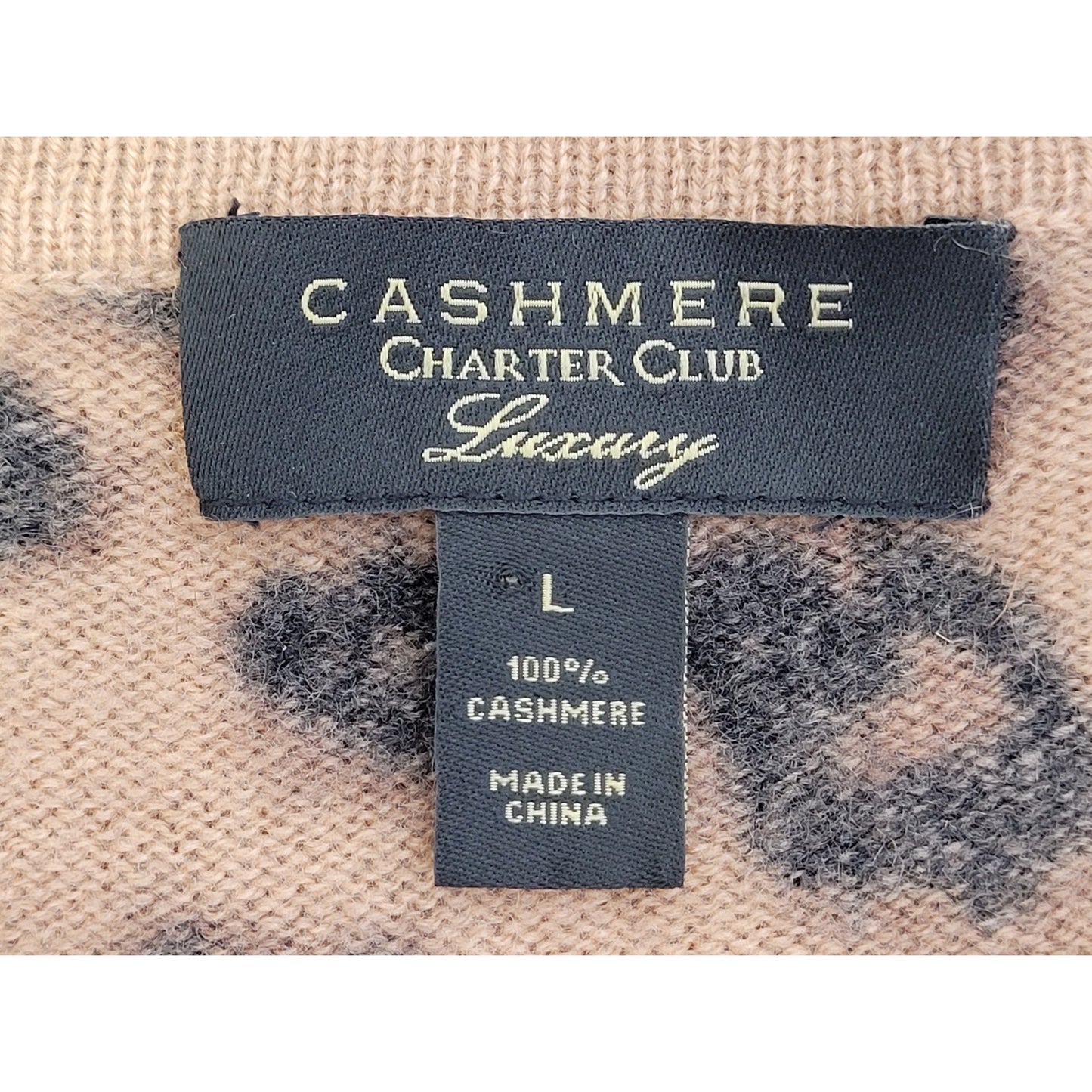 Charter Club 100% Cashmere Luxury Sweater Animal Print Sz L