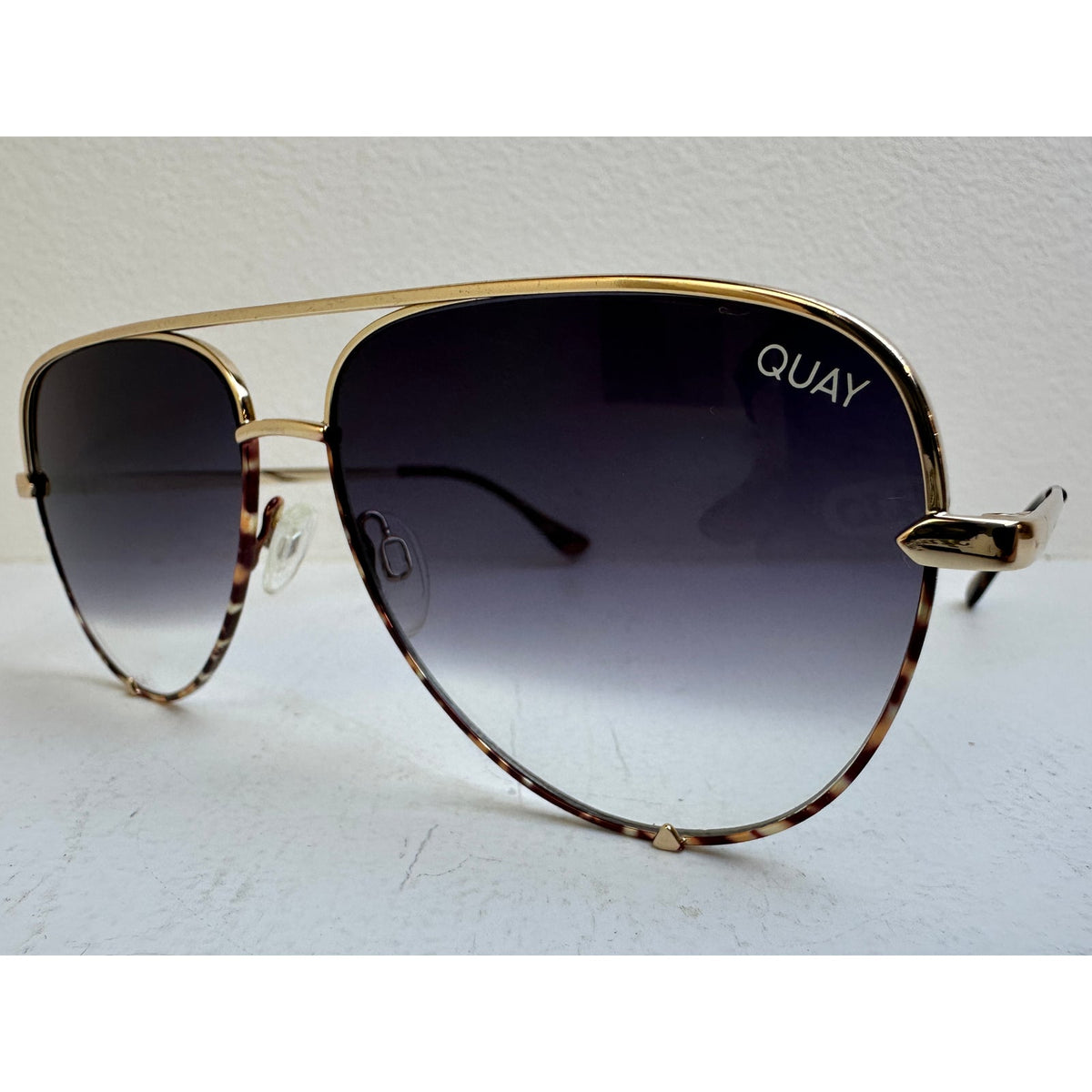 Quay Australia High Key Mini Gold Tortoise Aviator Sunglasses