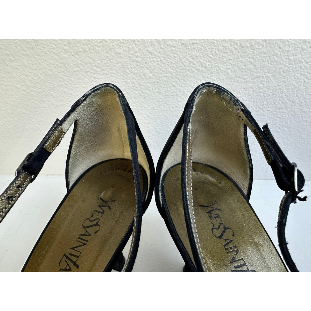 Vintage Yves Saint Laurent Black T-Strap Kitten Heels Women's Sz 9