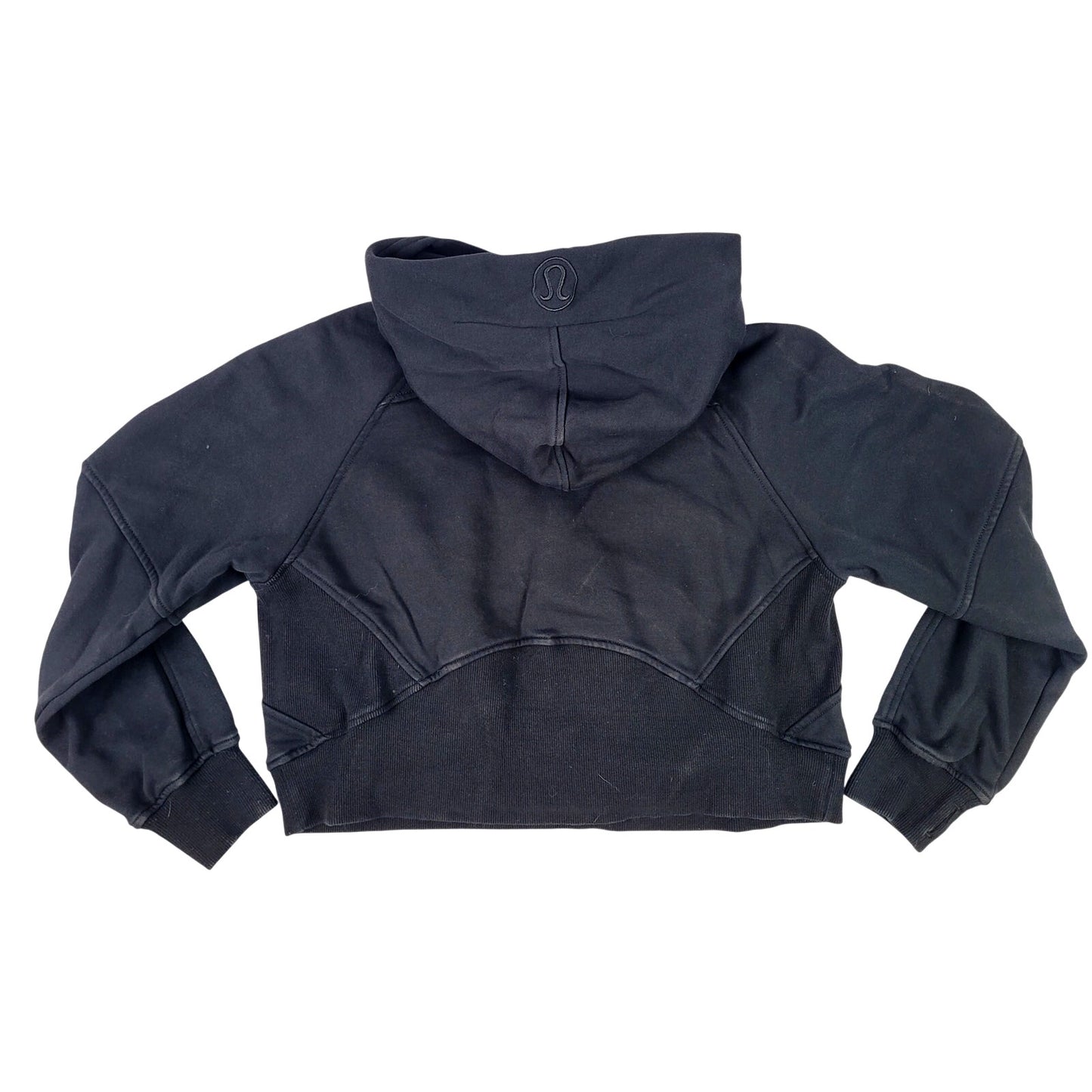 Lululemon Scuba Half-Zip Black Hoodie Cropped Boxy Fit Thumb Holes Sz 8 (M)