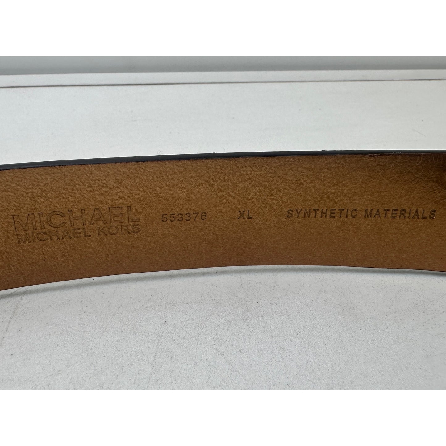 Michael Kors Brown Signature Logo Monogram Belt W/ Silver Tone MK Buckle Women's Sz XL NWT
