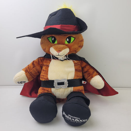 Build A Bear Workshop Puss in Boots Character Plush Toy w Hat, Cape, & Belt