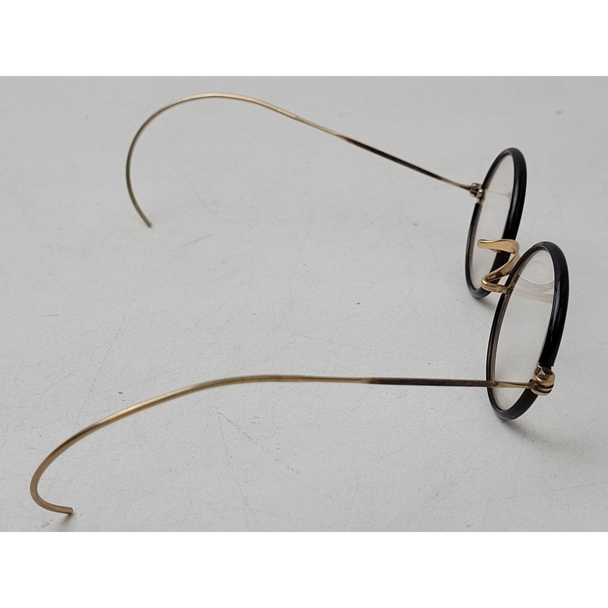 Antique Windsor-Style Eyeglasses Gold-Filled Bridge Brown Celluloid Rims + Case