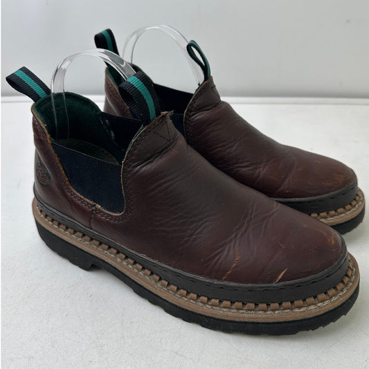 Georgia Boot Georgia Giant Romeo Leather Brown Slip-On Work Shoes Women's Sz 7.5