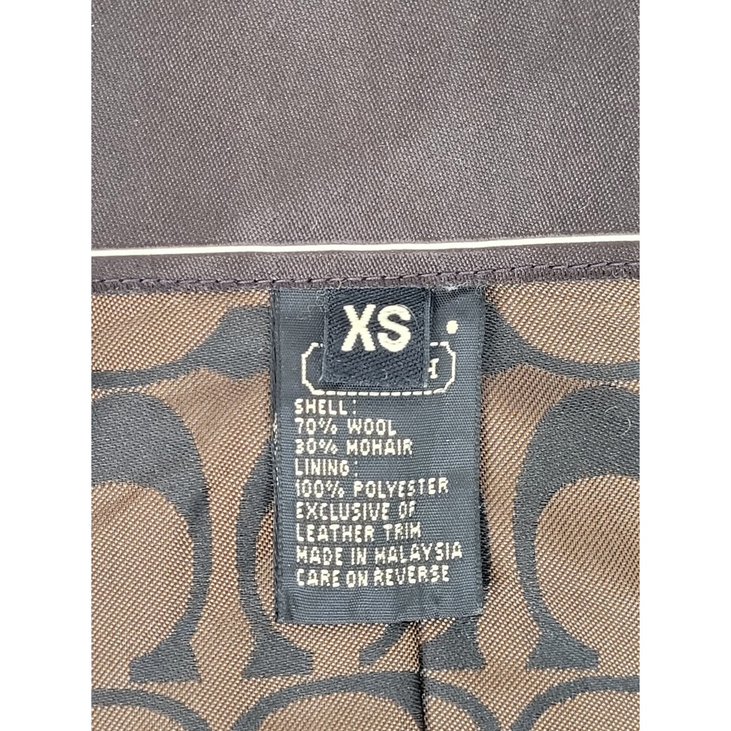 Coach Tan Mohair/Wool Brown Leather Trim Overcoat Sz XS