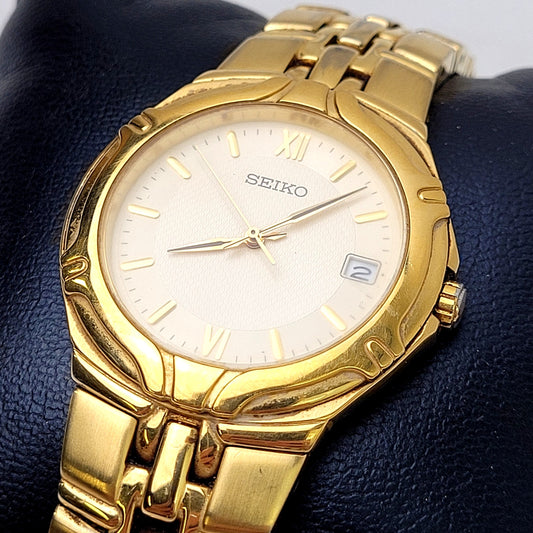Seiko (7N42-6C10) Stainless Steel Gold-Tone White Dial Men's Watch