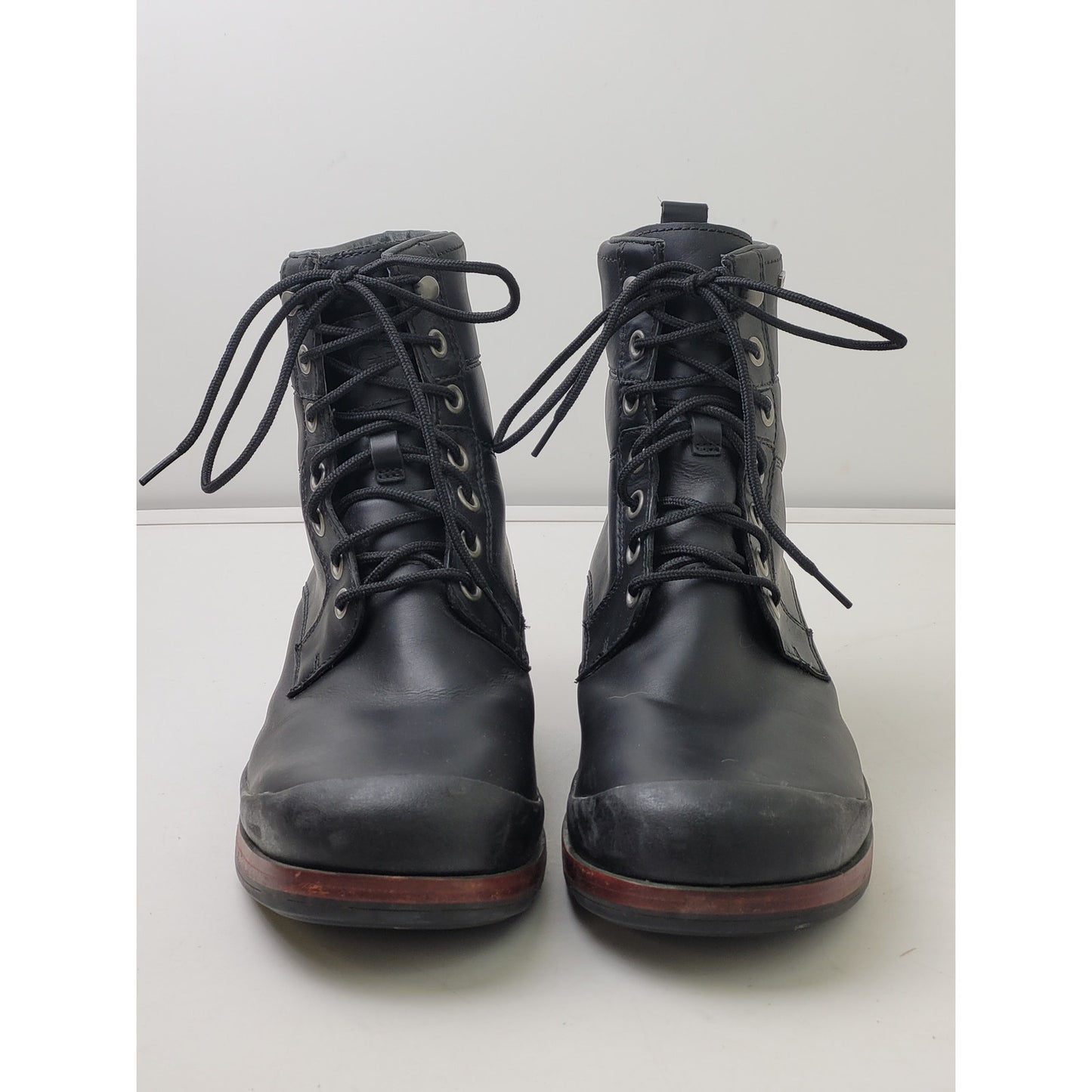 UGG Black Waterproof Leather Combat Boots Round Toe Men's Sz 12 EUC