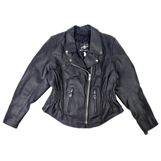 Vintage Jafrum Cinched Waist Leather Motorcycle Jacket Women's Sz L/XL