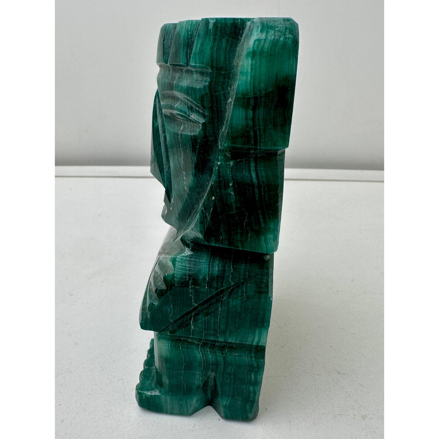 Vintage Hand-Carved Green Onyx Aztec/Mayan Tribal Figurine