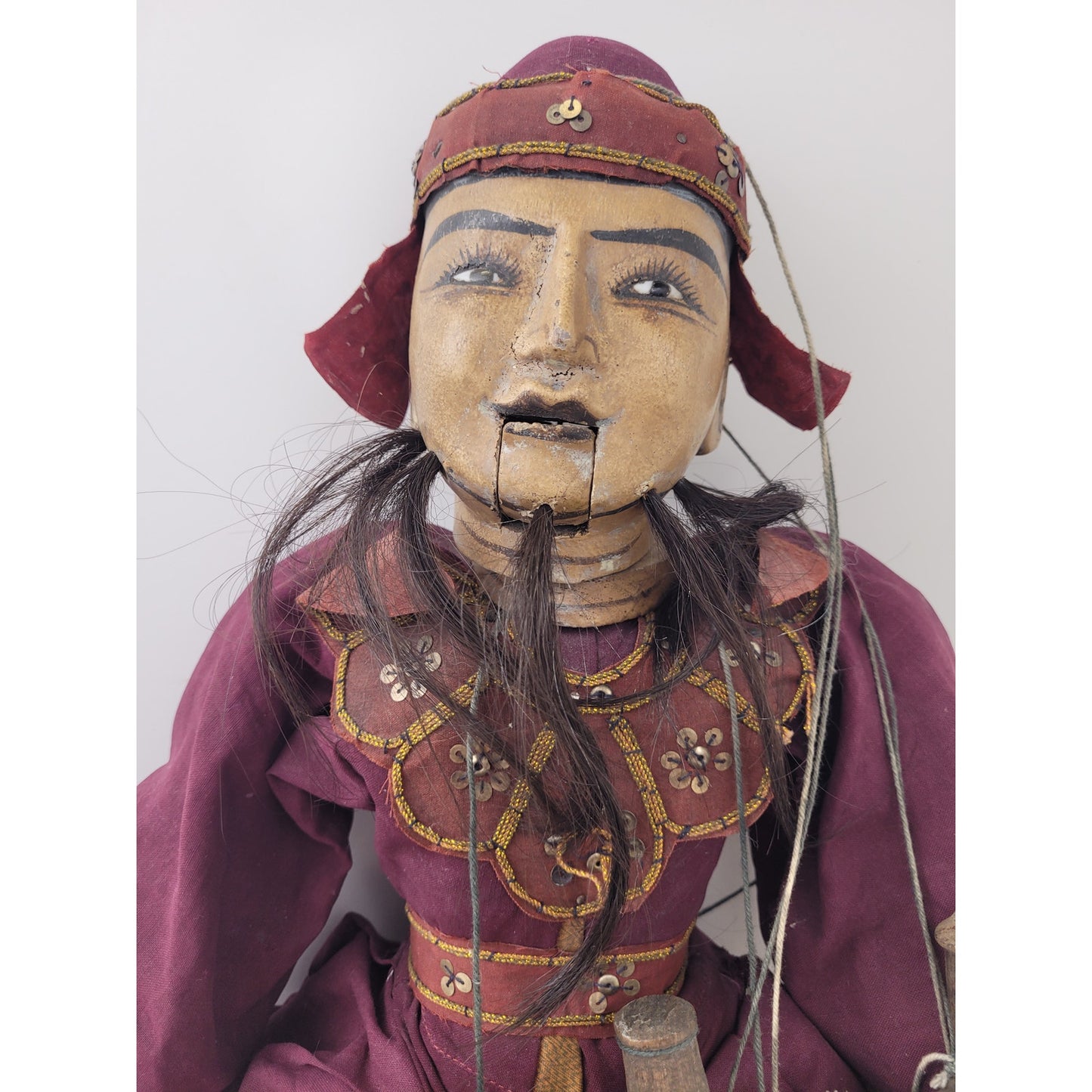 Antique Burmese Tai Hand-Carved Marionette String Puppet