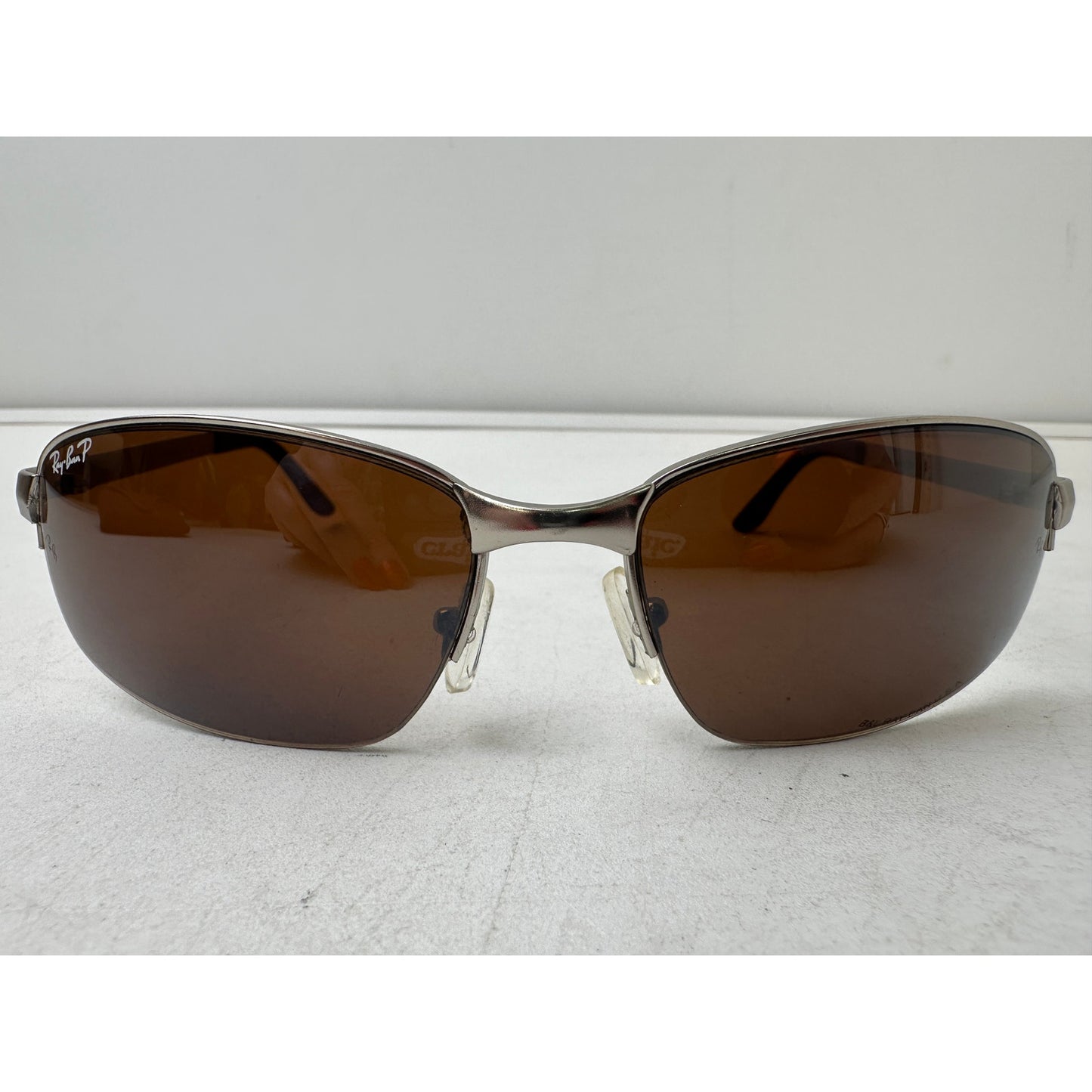 Ray-Ban RB2231 Polarized Silver Metal Wrap Sunglasses W/ Case