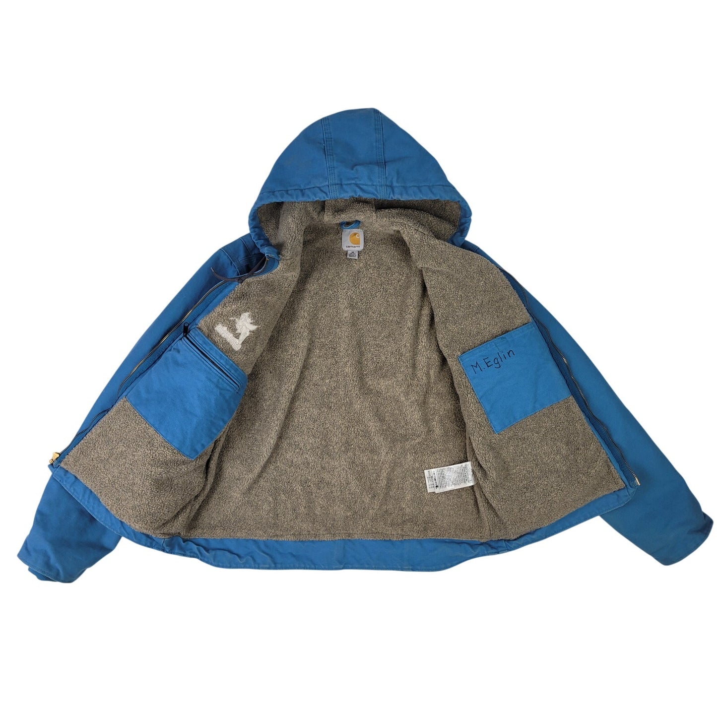Carhartt Faded Light Blue Sherpa-Lined Sierra Jacket w Hood Women's Sz M