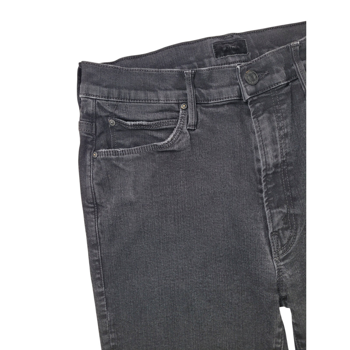 MOTHER The Stunner Zip Ankle Step Fray Grey Black Skinny Jeans Women's Sz 29