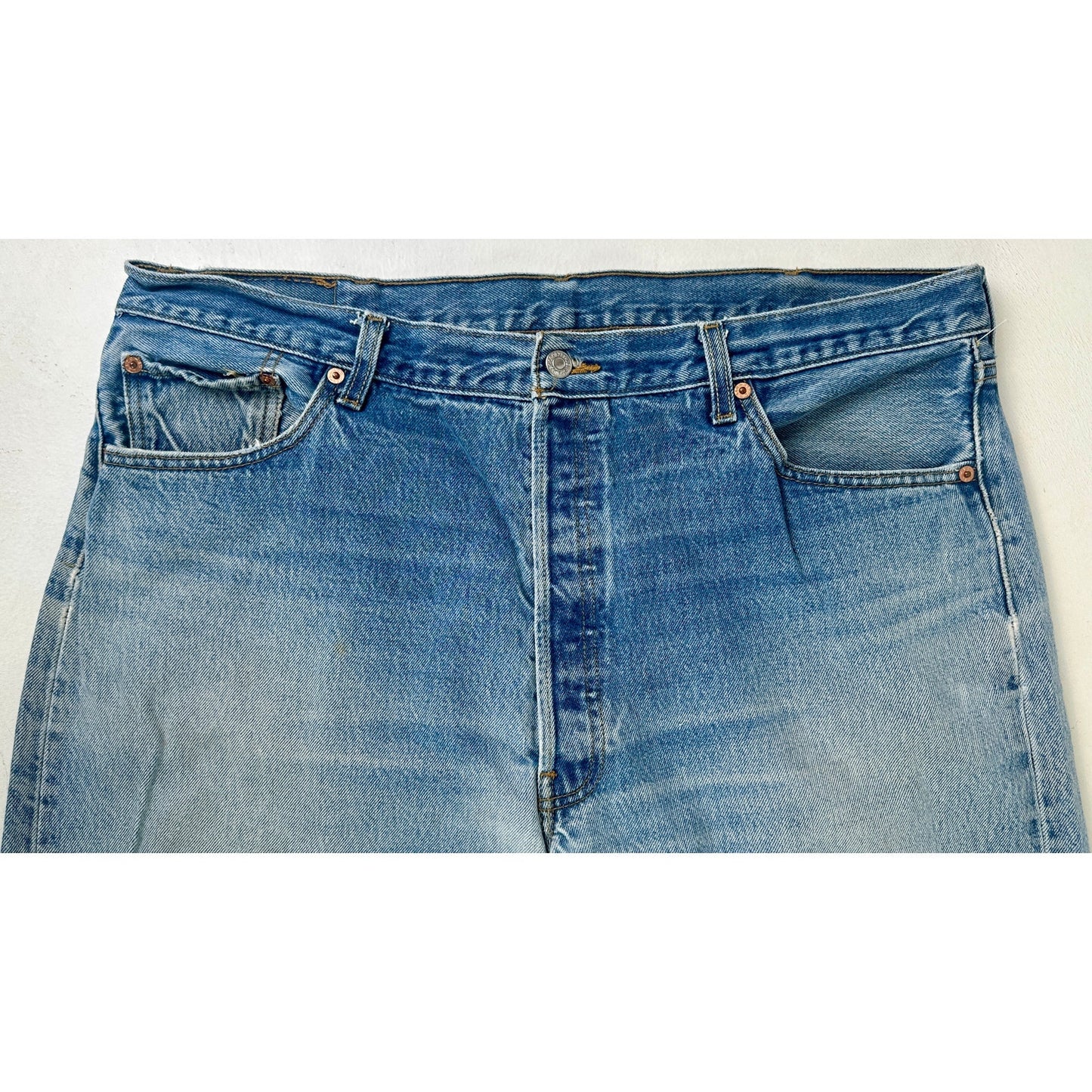 Vintage Levi's 501 Distressed Blue Jeans Men's Sz 42" x 35"