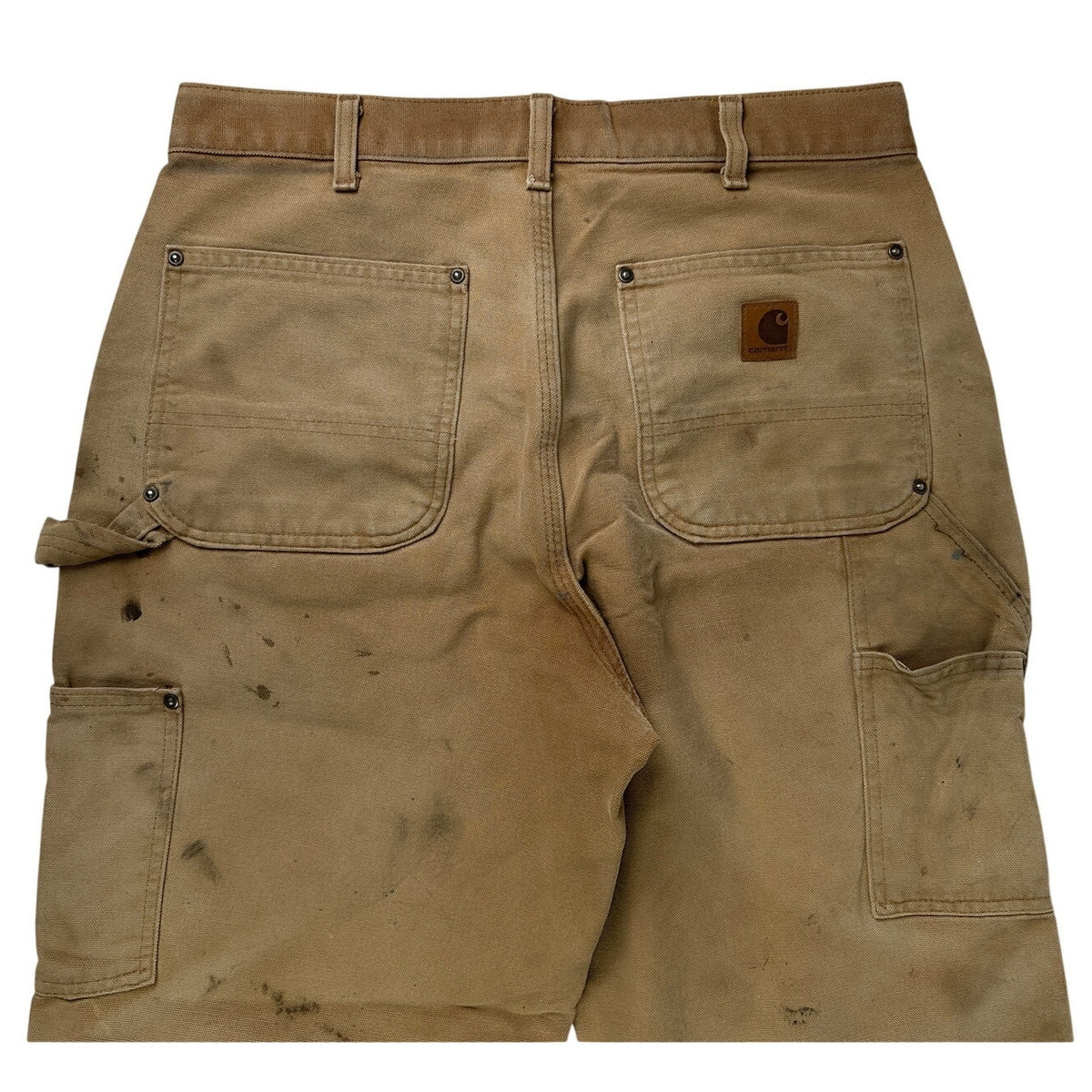 Vintage Carhartt Tan Distressed Double Knee Canvas Work Pants Men's Sz 32 x 32