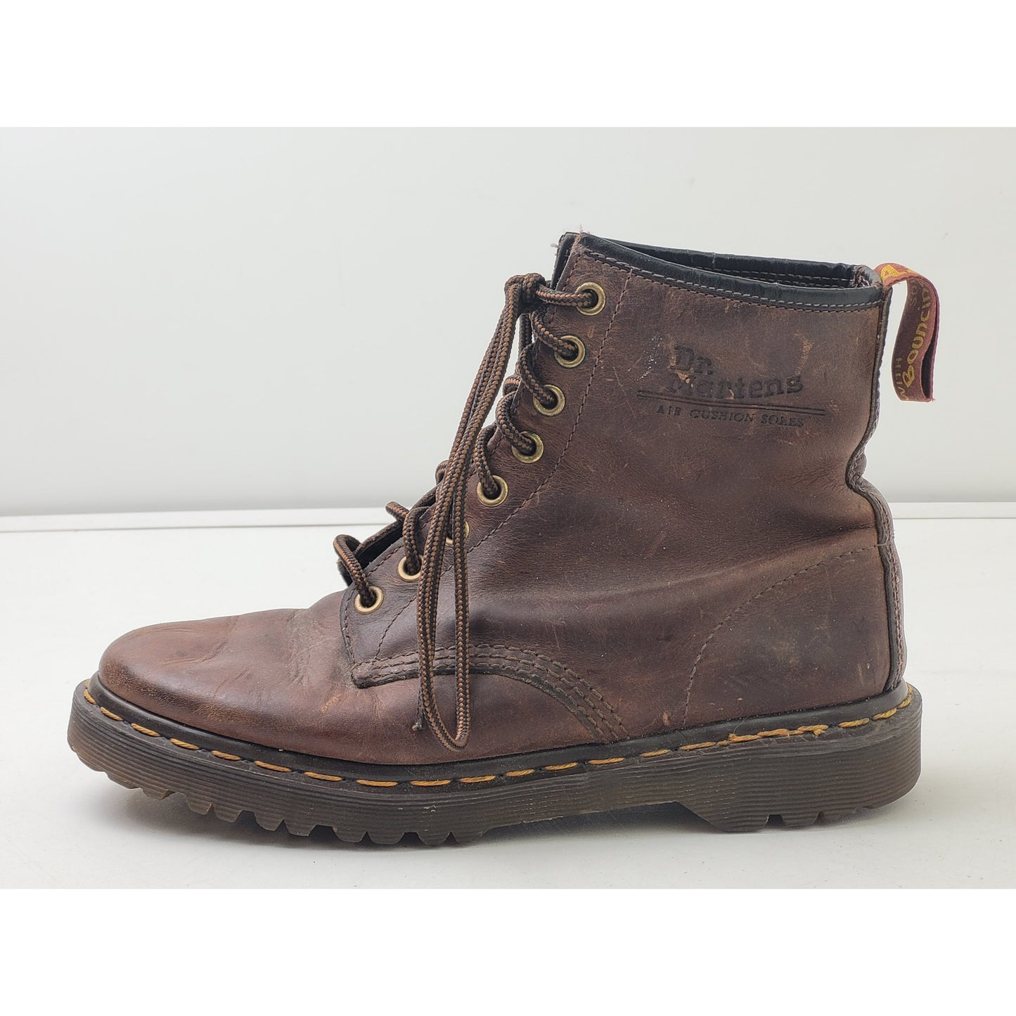 Vintage 90s Dr. Martens 1460 8-Eye Lace-Up Boots in Brown Crazy Horse Sz 38