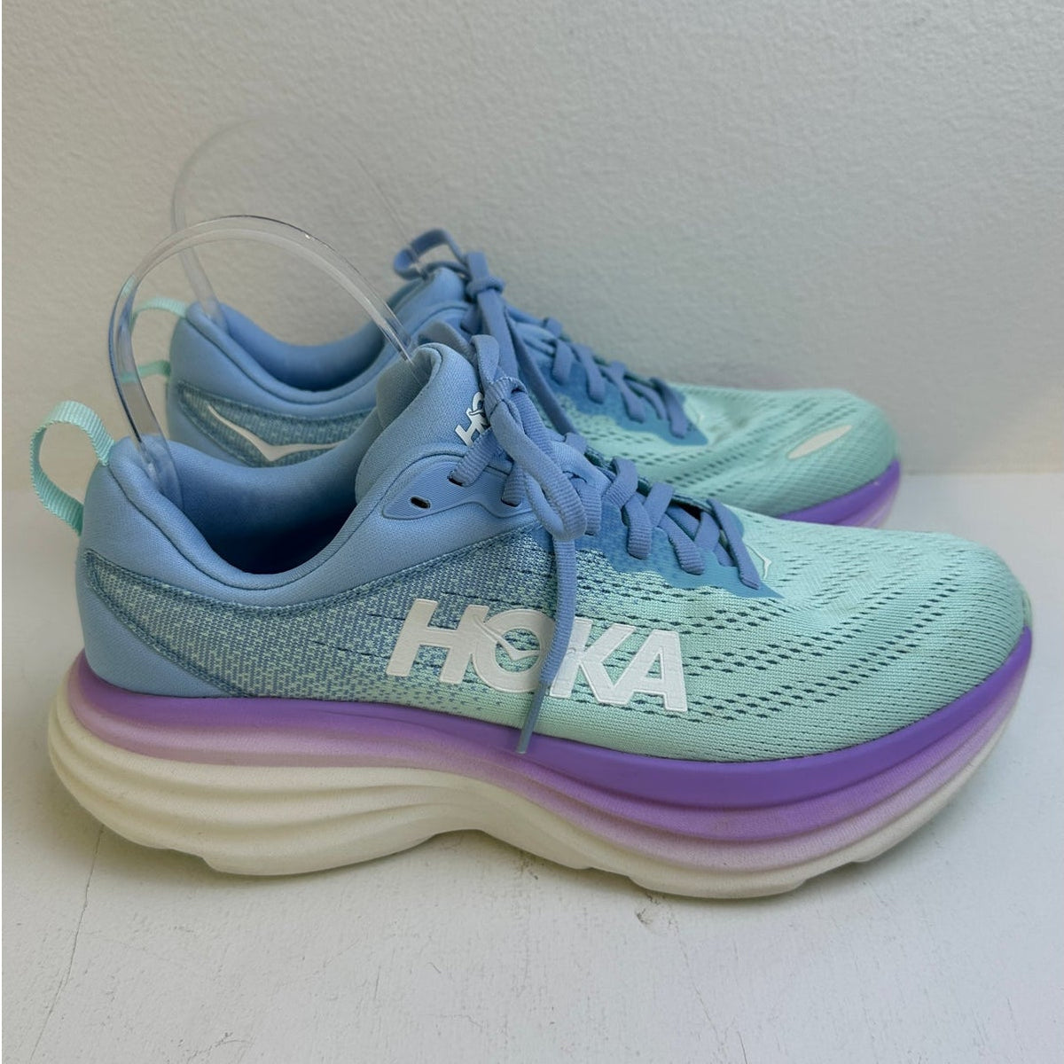 HOKA Bondi 8 Wide Airy Blue Sunlit Ocean Running Shoes Women's Sz 7.5